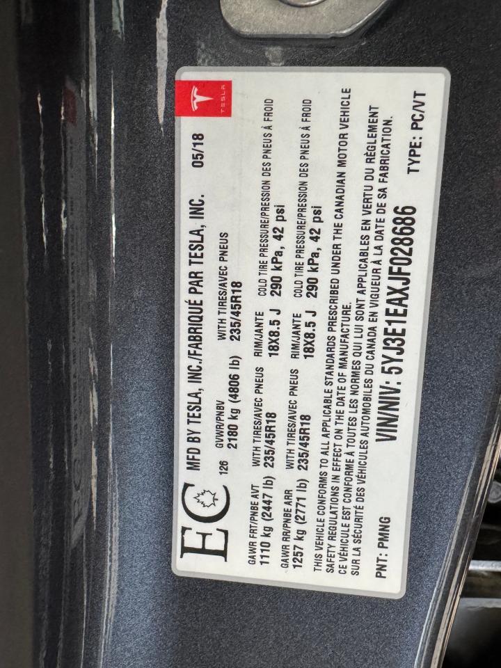 2018 Tesla Model 3 Model 3 LONG RANGE+ONE OWNER+CLEAN CARFAX Photo100