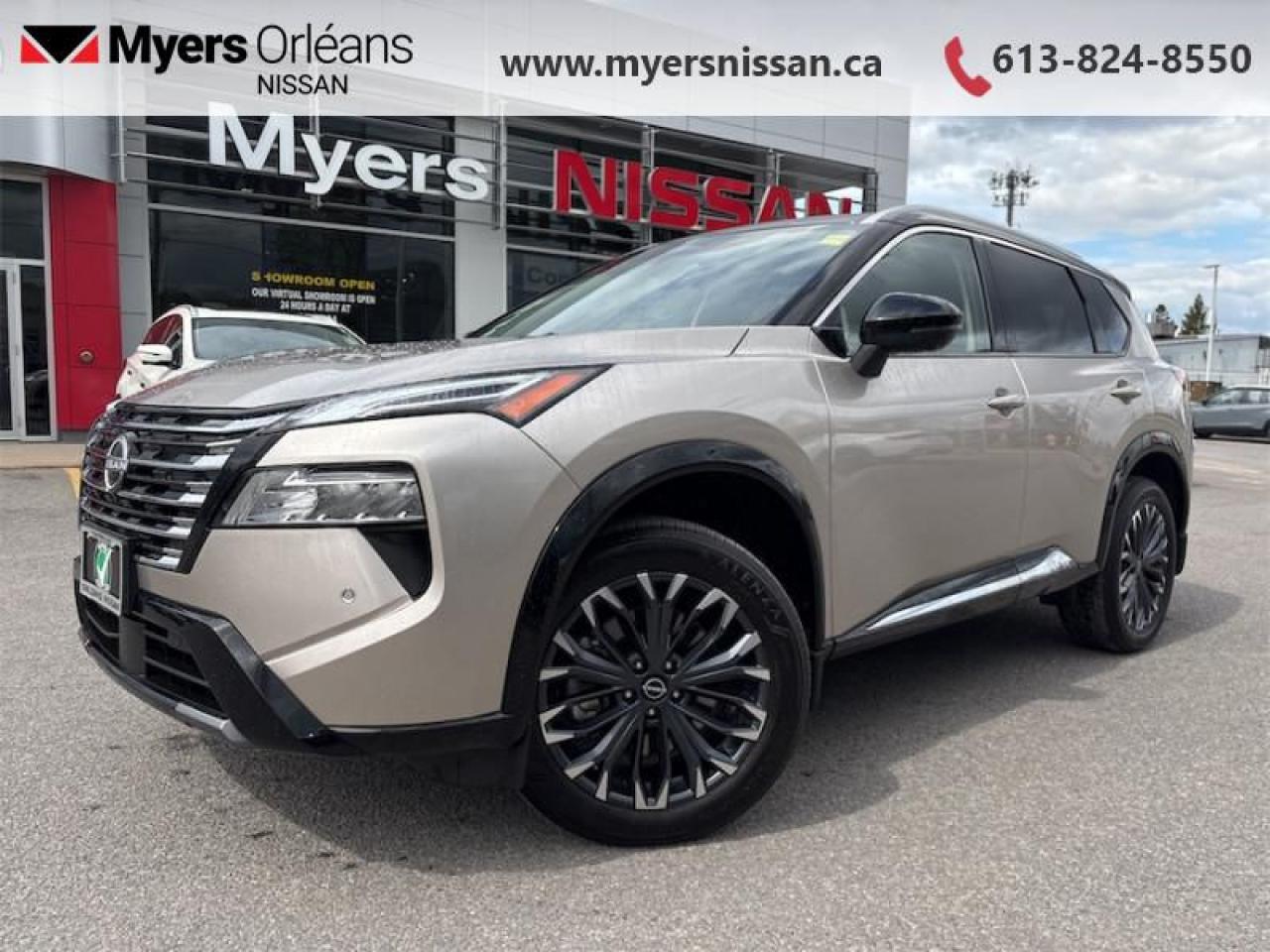 <b>Low Mileage, HUD,  Bose Premium Audio,  Leather Seats,  Navigation,  360 Camera!</b><br> <br>  Compare at $50469 - Our Price is just $48999! <br> <br>   Capable of crossing over into every aspect of your life, this 2025 Rogue lets you stay focused on the adventure. This  2025 Nissan Rogue is fresh on our lot in Orleans. <br> <br>Nissan was out for more than designing a good crossover in this 2025 Rogue. They were designing an experience. Whether your adventure takes you on a winding mountain path or finding the secrets within the city limits, this Rogue is up for it all. Spirited and refined with space for all your cargo and the biggest personalities, this Rogue is an easy choice for your next family vehicle.This low mileage  SUV has just 5,161 kms. Its  silver in colour  and is completely accident free based on the <a href=https://vhr.carfax.ca/?id=PGefzZKxSTHWFx75Fc/Huea3ODiZcZjF target=_blank>CARFAX Report</a> . It has an automatic transmission and is powered by a  201HP 1.5L 3 Cylinder Engine. <br> <br> Our Rogues trim level is Platinum. This range-topping Rogue Platinum features a drivers head up display and Bose premium audio, and rewards you with 19-inch alloy wheels, quilted anmd perforated semi-aniline leather upholstery, heated rear seats, a power moonroof, a power liftgate for rear cargo access, adaptive cruise control and ProPilot Assist. Also standard include heated front heats, a heated leather steering wheel, mobile hotspot internet access, proximity key with remote engine start, dual-zone climate control, and a 12.3-inch infotainment screen with NissanConnect, Apple CarPlay, and Android Auto. Safety features also include HD Enhanced Intelligent Around View Monitoring, lane departure warning, blind spot detection, front and rear collision mitigation, and rear parking sensors. This vehicle has been upgraded with the following features: Hud,  Bose Premium Audio,  Leather Seats,  Navigation,  360 Camera,  Moonroof,  Power Liftgate. <br> <br/><br>We are proud to regularly serve our clients and ready to help you find the right car that fits your needs, your wants, and your budget.And, of course, were always happy to answer any of your questions.Proudly supporting Ottawa, Orleans, Vanier, Barrhaven, Kanata, Nepean, Stittsville, Carp, Dunrobin, Kemptville, Westboro, Cumberland, Rockland, Embrun , Casselman , Limoges, Crysler and beyond! Call us at (613) 824-8550 or use the Get More Info button for more information. Please see dealer for details. The vehicle may not be exactly as shown. The selling price includes all fees, licensing & taxes are extra. OMVIC licensed.Find out why Myers Orleans Nissan is Ottawas number one rated Nissan dealership for customer satisfaction! We take pride in offering our clients exceptional bilingual customer service throughout our sales, service and parts departments. Located just off highway 174 at the Jean DÀrc exit, in the Orleans Auto Mall, we have a huge selection of Used vehicles and our professional team will help you find the Nissan that fits both your lifestyle and budget. And if we dont have it here, we will find it or you! Visit or call us today.<br>*LIFETIME ENGINE TRANSMISSION WARRANTY NOT AVAILABLE ON VEHICLES WITH KMS EXCEEDING 140,000KM, VEHICLES 8 YEARS & OLDER, OR HIGHLINE BRAND VEHICLE(eg. BMW, INFINITI. CADILLAC, LEXUS...)<br> Come by and check out our fleet of 30+ used cars and trucks and 90+ new cars and trucks for sale in Orleans.  o~o