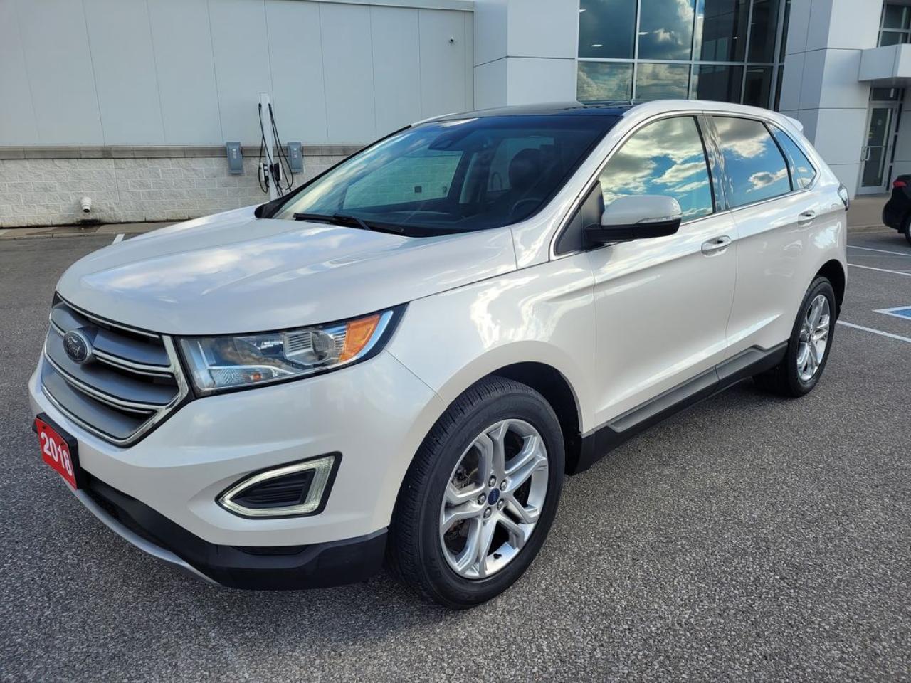 Recent Arrival!White Platinum Clearcoat Metallic 2018 Ford Edge Titanium FWD 6-Speed Automatic EcoBoost 2.0L I4 GTDi DOHC Turbocharged VCTAt Highbury Ford, we conduct an intensive certification that includes a comprehensive 119-point combined mechanical and aesthetic inspection on all our pre-owned vehicles. For added value, we offer a 30-day no-hassle warranty on safety-related items. Additionally, we provide complimentary TRICOR Theft Protect and a Disappearing Deductible for even more added value. All prices are plus tax and applicable taxes, *1 Key guaranteed*Why choose Highbury Ford Pre-Owned? We sell all Makes and Models, Offer Free Shuttle Services, Family Owned and Operated, Provide a CarFax History Report, Convenient Location, Award-Winning Staff, Market Value Pricing, And Much More!Reviews:  * Owners say they appreciate the easy-to-use technology and enjoy a comfortable drive in most conditions. Expect a pleasing punch from the 2.7L engine, which sportier drivers seem to enjoy. The updated infotainment system is easy to learn, even for first-time touchscreen users. Source: autoTRADER.ca