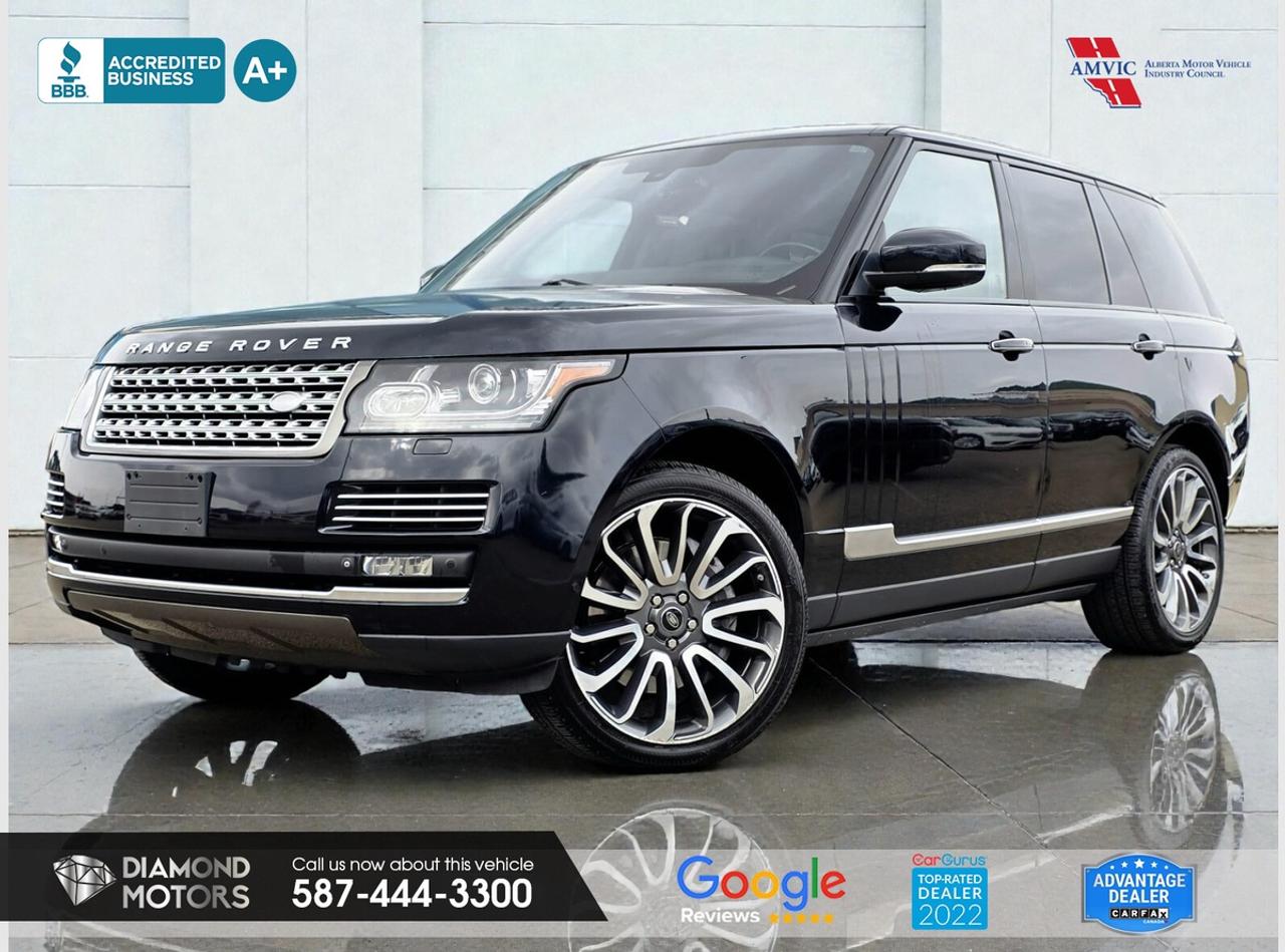 CLEARANCE PRICED  PRICED TO MOVE <br/> <br/> <br/> 1-Year Powertrain Warranty Included at Listed Price. T&Cs Apply. <br/> <br/> <br/> 5L 8 CYLINDER SUPERCHARGED ENGINE, AUTOBIOGRAPHY PACKAGE, ADAPTIVE CRUISE CONTROL, 29-speaker 3D Surround Meridian, FULL LEATHER INTERIOR, POWER RUNNUNG BOARDS, LEATHER HEADLINER, ALL HEATED AND VENTILATED SEATS, FRONT MASSAGE SEATS, DVD, AIR SUSPENSION, PANORAMIC ROOF, KEYLESS ENTRY, PUSH START, BACKUP CAMERA AND MUCH MORE! <br/> <br/> <br/> Just Arrived 2014 Land Rover Range Rover Supercharged Plus Autobiography Pkg Black has 149,338 KM on it. 5L 8 Cylinder Engine engine, Four-Wheel Drive, Automatic transmission, 5 Seater passengers, on special price for $25,900.00. <br/> <br/> <br/> Book your appointment today for Test Drive. We offer contactless Test drives & Virtual Walkarounds. Stock Number: 25153 <br/> Disclosure: This vehicle was previously registered in BC. Vehicle has passed all required inspections in Alberta. <br/> The vehicle was in need of repairs as a result of an incident or collision that cost more than $3,000 including parts and labour. <br/> At Diamond Motors, we are dedicated to providing you with an outstanding car-buying experience, offering quality pre-owned vehicles at prices that fit your budget. Our transparent and honest approach means you can expect straightforward guidance without any high-pressure sales tactics. We believe in building lasting relationships with our customers by offering personalized service tailored to your needs. From the moment you step onto our lot, our team is here to support you every step of the way, ensuring you leave confident in your decision. Trust, integrity, and customer satisfaction are the foundation of everything we do. <br/> <br/> <br/> Why choose us? <br/> <br/> Certified Pre-Owned Vehicles <br/> Family Owned & Operated <br/> Finance Available <br/> Extended Warranty <br/> Vehicles Priced to Sell <br/> No Pressure Environment <br/> Inspection & Carfax Report <br/> Professionally Detailed Vehicles <br/> Full Disclosure Guaranteed <br/> AMVIC Licensed <br/> BBB Accredited Business <br/> CarGurus Top-rated Dealer 2022 & 2024 <br/> <br/> <br/> Phone to schedule an appointment @ 587-444-3300 or simply browse our inventory online www.diamondmotors.ca or come and see us at our location at <br/> 3403 93 street NW, Edmonton, T6E 6A4 <br/> <br/> <br/> To view the rest of our inventory: <br/> www.diamondmotors.ca/inventory <br/> <br/> <br/> This dealership provides all required disclosures in accordance with AMVIC regulations. A completed Mechanical Fitness Assessment and its associated inspection work order will be supplied with every vehicle. A Carfax (or equivalent) vehicle history report will also be provided, including available information on previous damage, accident history, stolen or salvage status, and jurisdictional records. <br/> Customers are encouraged to review all vehicle features, options, and equipment for accuracy prior to purchase. <br/>