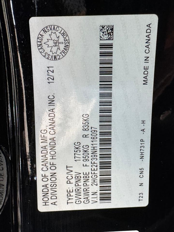 2022 Honda Civic EX+Roof+Camera+ONE OWNER+CLEAN CARFAX Photo