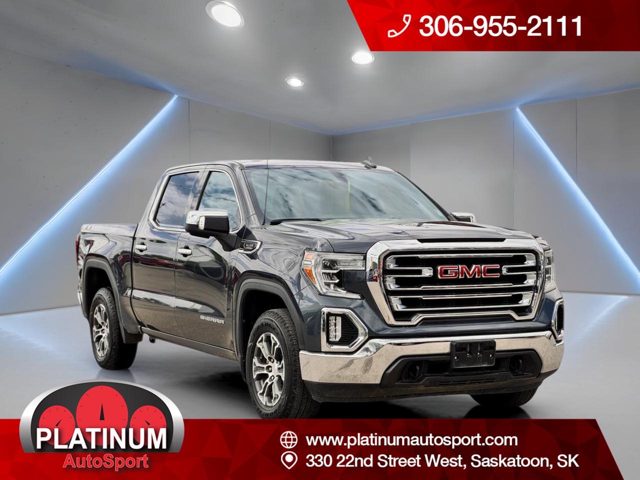 All Trades Accepted. In-house Financing Available. Flexible Payments and Zero Down Financing. All Credit Situations Accepted O.A.C

// ACCIDENT FREE!! //  
// EXCELLENT CONDITION! //  
// DURAMAX DIESEL 3L //
// LOADED //

Meet the 2020 GMC Sierra 1500 Crew Cab Short Box 4-Wheel Drive SLT, now available at Platinum Autosport in Saskatoon. Finished in blue with a black interior, this 4-door truck pairs confident road presence with everyday comfort. With 67,500 km, a 3.0 L diesel engine, and an 8-speed automatic transmission, its ready for workdays, weekends, and long highway runs.

This used 2020 GMC Sierra 1500 Crew Cab Short Box 4-Wheel Drive SLT is equipped with the SLT package and built to handle real Saskatchewan driving. Four-wheel drive adds traction when roads turn slick, while features like a remote starter, heated mirrors, and a sunroof make daily use feel easy and premium. It also includes a navigation system, a backup camera, and a WiFi hotspot for modern convenience.

TRUCK FEATURES  
»» 5,442 kg towing capacity for big jobs  
»» Four-wheel drive for tough conditions  
»» Short box for easy loading  
»» Rear tow hook for recovery help  

ADVANCED SAFETY FEATURES  
»» Anti-lock braking system for controlled stops  
»» Stability control helps maintain confident handling  
»» Blind spot monitor for safer lane changes  
»» Side impact airbags for added protection  

PERFORMANCE AND EFFICIENCY  
»» 3.0 L diesel engine for torque  
»» 8-speed automatic transmission shifts smoothly  
»» Limited slip differential improves low-traction grip  
»» Power steering for easy city manoeuvres  

COMFORT AND CONVENIENCE  
»» Dual-zone automatic climate control keeps comfort balanced  
»» Heated front seats for cold mornings  
»» Heated rear seats for back-seat comfort  
»» Memory seats save your driving position  

TECHNONOLGY AND CONNECTIVITY  
»» Navigation system helps plan every route  
»» Bluetooth integration for hands-free calling  
»» Satellite radio and HD Radio included  
»» WiFi hotspot helps keep devices connected  

CARGO SPACE  
»» Crew Cab seating for full-size comfort  
»» Short Box suits daily hauling needs  
»» Spare tire onboard for peace of mind  
»» Power outlet supports tools and gear  

WHAT OTHER OWNERS LIKE  
»» Strong diesel torque for towing confidence  
»» Comfortable ride for long highway trips  
»» Useful tech like navigation and WiFi  
»» Four-wheel drive for winter road security  

This 2020 GMC Sierra 1500 Crew Cab Short Box 4-Wheel Drive SLTs VIN is: 1GTU9DET4LZ352936.
