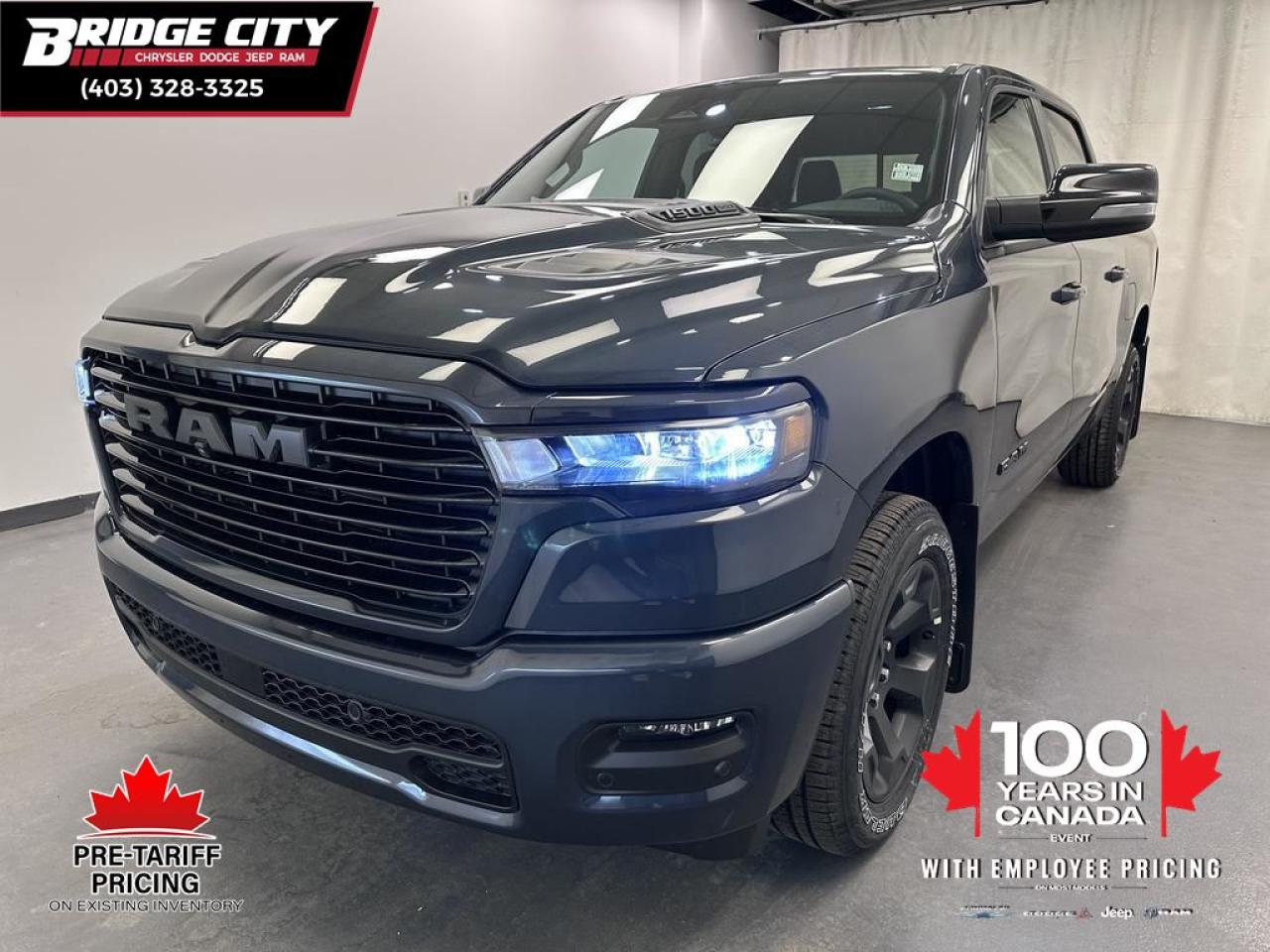 <b>Navigation,  Apple CarPlay,  Android Auto,  360 Camera,  Heated Seats!</b><br> <br> <br> <br>  Make light work of tough jobs in this 2025 Ram 1500, with exceptional towing, torque and payload capability. <br> <br>The Ram 1500s unmatched luxury transcends traditional pickups without compromising its capability. Loaded with best-in-class features, its easy to see why the Ram 1500 is so popular. With the most towing and hauling capability in a Ram 1500, as well as improved efficiency and exceptional capability, this truck has the grit to take on any task.<br> <br> This forged blue Crew Cab 4X4 pickup   has an automatic transmission and is powered by a  420HP 3.0L Straight 6 Cylinder Engine.<br> <br> Our 1500s trim level is Sport. This Ram 1500 in Sport trim rewards you with front heated seats, a leather-wrapped heated steering wheel, a 360 camera system, a 10-speaker Alpine audio, and a 12-inch infotainment screen with inbuilt navigation, Apple CarPlay and Android Auto, and 4G LTE Wi-Fi hotspot. Additional features include class IV towing equipment, aluminum wheels, power adjustable pedals, intersection collision assist, evasion assist, lane keep assist with lane departure warning, and even more! This vehicle has been upgraded with the following features: Navigation,  Apple Carplay,  Android Auto,  360 Camera,  Heated Seats,  Heated Steering Wheel,  Aluminum Wheels. <br><br> <br>To apply right now for financing use this link : <a href=https://www.bridgecitychrysler.com/pre-approval/ target=_blank>https://www.bridgecitychrysler.com/pre-approval/</a><br><br> <br/><br>As a premier Chrysler, Dodge, Jeep and RAM dealership, Bridge City Chrysler proudly offers an extensive selection of new and used vehicles to meet every drivers needs. Customers across Lethbridge, Fort Macleod, Taber, Claresholm, Coaldale, and beyond trust us for daily vehicle specials, certified service and parts, and a seamless online inventory experience. <br><br>
With competitive financing options and expert support, we make car buying easy and enjoyable. <br><br>

Ready to hit the road? Schedule your test drive today at Bridge City Chrysler, your trusted Chrysler, Dodge, Jeep and RAM dealer in Lethbridge, Alberta.<br><br> Vehicle pricing offer shown expire 2025-05-31. <br> Come by and check out our fleet of 60+ used cars and trucks and 130+ new cars and trucks for sale in Lethbridge.  o~o