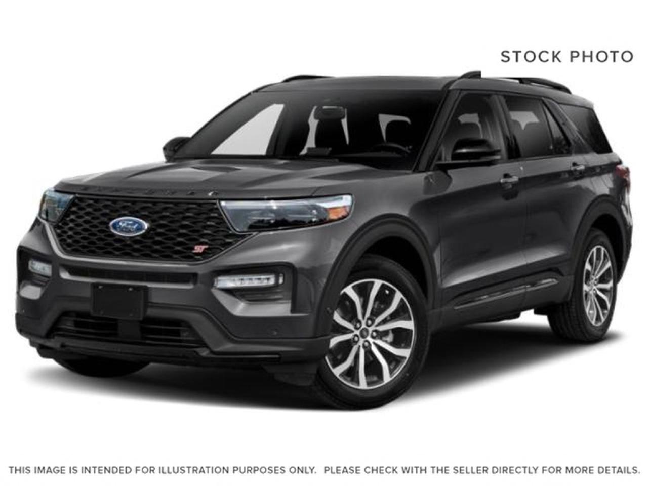 THE PRICE YOU SEE, PLUS GST. GUARANTEED!     APPLE CARPLAY/ANDROID AUTO COMPATABLE! 3.0 LITER V6, 10 SPEED AUTO, ST HIGH PKG(401a), ST STREET PKG, TWIN PANEL MOONROOF,      The 2022 Ford Explorer ST equipped with the 3.0-liter twin-turbocharged EcoBoost V6 engine and the 401A High package is a high-performance, feature-rich midsize SUV designed to deliver both sporty driving dynamics and premium comfort. The 3.0-liter EcoBoost V6 generates an impressive 400 horsepower and 415 lb-ft of torque, enabling the Explorer ST to accelerate swiftly and handle spirited driving with confidence. The ST model is specifically tuned for enhanced handling, offering sportier suspension calibration, standard all-wheel drive, and a performance-oriented drive mode system. The 401A High package elevates the vehicles luxury and convenience features, typically including a larger 10.1-inch touchscreen infotainment system with SYNC 4, premium sound systems, leather-trimmed seats, heated and ventilated front seats, a panoramic sunroof, and advanced safety and driver-assistance features such as adaptive cruise control, lane-keeping assist, and a 360-degree camera system. The interior boasts a modern, upscale ambiance with high-quality materials and intuitive controls, making it suitable for drivers seeking a blend of exhilarating performance and premium amenities. Overall, the 2022 Ford Explorer ST with the 3.0-liter V6 and 401A High package stands out as a powerful, well-equipped SUV that combines sporty capability with luxury and advanced technology.Do you want to know more about this vehicle, CALL, CLICK OR COME ON IN!*AMVIC Licensed Dealer; CarFax and Full Mechanical Inspection Included.