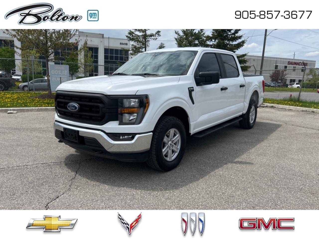 <b>Low Mileage!</b><br> <br> Our sales staff will help you find that used vehicle you have been looking for - come see us today!<br> <br>   This Ford F-150 is arguably the most capable truck in the class, and it features a spacious, comfortable interior. This  2023 Ford F-150 is for sale today in Bolton. <br> <br>The perfect truck for work or play, this versatile Ford F-150 gives you the power you need, the features you want, and the style you crave! With high-strength, military-grade aluminum construction, this F-150 cuts the weight without sacrificing toughness. The interior design is first class, with simple to read text, easy to push buttons and plenty of outward visibility. With productivity at the forefront of design, the F-150 makes use of every single component was built to get the job done right!This low mileage  Super Crew 4X4 pickup  has just 18,866 kms. Its  oxford white in colour  . It has an automatic transmission and is powered by a  290HP 3.3L V6 Cylinder Engine. <br> To view the original window sticker for this vehicle view this <a href=http://www.windowsticker.forddirect.com/windowsticker.pdf?vin=1FTEW1EB2PKD38227 target=_blank>http://www.windowsticker.forddirect.com/windowsticker.pdf?vin=1FTEW1EB2PKD38227</a>. <br/><br> <br>To apply right now for financing use this link : <a href=http://www.boltongm.ca/?https://CreditOnline.dealertrack.ca/Web/Default.aspx?Token=44d8010f-7908-4762-ad47-0d0b7de44fa8&Lang=en target=_blank>http://www.boltongm.ca/?https://CreditOnline.dealertrack.ca/Web/Default.aspx?Token=44d8010f-7908-4762-ad47-0d0b7de44fa8&Lang=en</a><br><br> <br/><br>Call 1-877-626-5866 NOW before this vehicle is sold!!! 
*No Hassles, No Haggles, No Admin Fees,* *JUST OUR BEST PRICE, FIRST*!!!
*** GOOD CREDIT, BAD CREDIT, NO CREDIT, LET OUR FINANCE MANAGERS SHOW YOU THE DIFFERENCE THAT BUYING FROM BOLTON GM WILL MAKE, WE SPECIALIZE IN REBUILDING YOUR CREDIT!!!!*** 
Bolton GM is Only 15 minutes from Hwy 9, 400, 427 and 410
See our complete inventory at www.boltongm.ca
 o~o