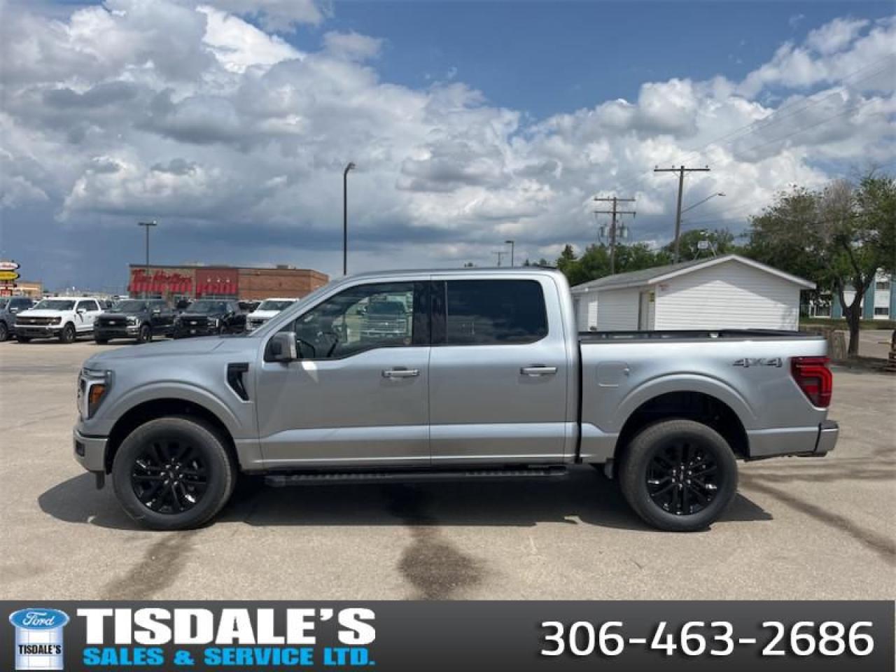 <b>Lariat Black Appearance Package, 20 inch Aluminum Wheels, Tow Package!</b><br> <br> <br> <br>Check out the large selection of new Fords at Tisdales today!<br> <br>  This 2025 F-150 is a truck that perfectly fits your needs for work, play, or even both. <br> <br>Just as you mold, strengthen and adapt to fit your lifestyle, the truck you own should do the same. The Ford F-150 puts productivity, practicality and reliability at the forefront, with a host of convenience and tech features as well as rock-solid build quality, ensuring that all of your day-to-day activities are a breeze. Theres one for the working warrior, the long hauler and the fanatic. No matter who you are and what you do with your truck, F-150 doesnt miss.<br> <br> This iconic silver metallic Crew Cab 4X4 pickup   has an automatic transmission and is powered by a  400HP 3.5L V6 Cylinder Engine.<br> <br> Our F-150s trim level is Lariat. This F-150 Lariat is decked with great standard features such as premium Bang & Olufsen audio, ventilated and heated leather-trimmed seats with lumbar support, remote engine start, adaptive cruise control, FordPass 5G mobile hotspot, and a 12-inch infotainment screen powered by SYNC 4 with inbuilt navigation, Apple CarPlay and Android Auto. Safety features also include blind spot detection, lane keeping assist with lane departure warning, front and rear collision mitigation, and an aerial view camera system. This vehicle has been upgraded with the following features: Lariat Black Appearance Package, 20 Inch Aluminum Wheels, Tow Package. <br><br> View the original window sticker for this vehicle with this url <b><a href=http://www.windowsticker.forddirect.com/windowsticker.pdf?vin=1FTFW5L83SKE36081 target=_blank>http://www.windowsticker.forddirect.com/windowsticker.pdf?vin=1FTFW5L83SKE36081</a></b>.<br> <br>To apply right now for financing use this link : <a href=http://www.tisdales.com/shopping-tools/apply-for-credit.html target=_blank>http://www.tisdales.com/shopping-tools/apply-for-credit.html</a><br><br> <br/> Total  rebate of $6000 is reflected in the price.   Incentives expire 2025-06-30.  See dealer for details. <br> <br>Tisdales is not your standard dealership. Sales consultants are available to discuss what vehicle would best suit the customer and their lifestyle, and if a certain vehicle isnt readily available on the lot, one will be brought in. o~o
