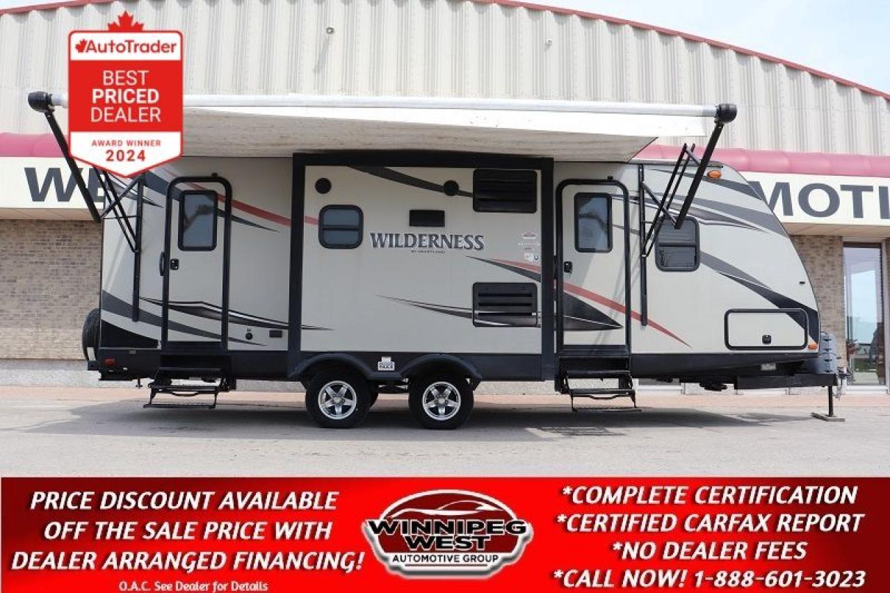 Used 2015 Heartland WILDERNESS 2375 BH 29FT LIGHT WT,  REAR BUNKS, 2 SLIDES, SLEEP8, NICE for sale in Headingley, MB