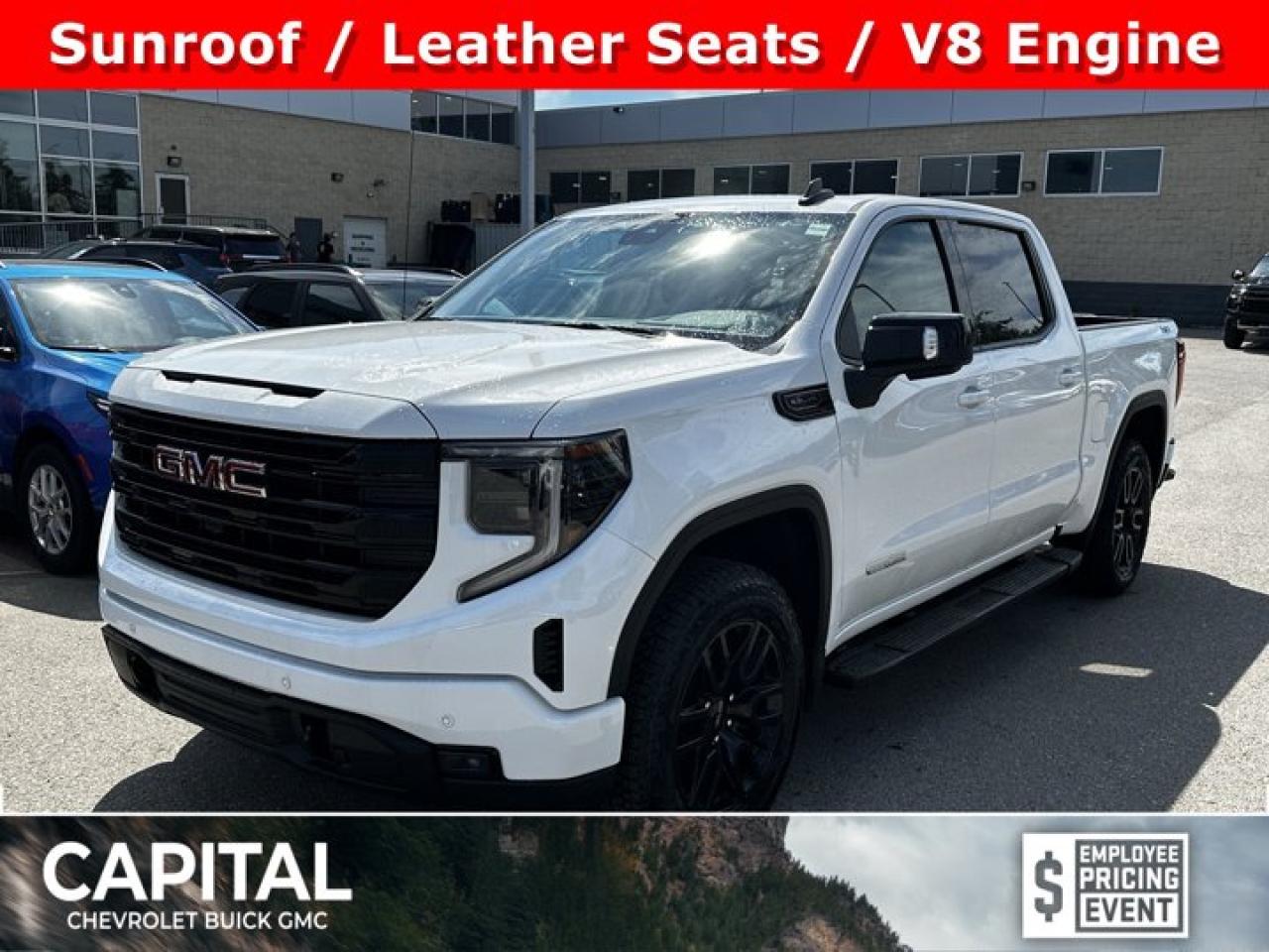 This GMC Sierra 1500 delivers a Gas V8 5.3L/325 engine powering this Automatic transmission. X31 OFF-ROAD PACKAGE includes Off-Road suspension, (JHD) Hill Descent Control, (NZZ) skid plates, (K47) heavy-duty air filter and X31 hard badge Includes (QAE) 275/60R20SL all-terrain, blackwall tires, (B1J) rear wheelhouse liners and (NQH) 2-speed transfer case. Includes (N10) dual exhaust., ENGINE, 5.3L ECOTEC3 V8 (355 hp [265 kW] @ 5600 rpm, 383 lb-ft of torque [518 Nm] @ 4100 rpm); featuring Dynamic Fuel Management, Wireless, Apple CarPlay / Wireless Android Auto.* This GMC Sierra 1500 Features the Following Options *Windows, power front, drivers express up/down, Window, power front, passenger express down, Wi-Fi Hotspot capable (Terms and limitations apply. See onstar.ca or dealer for details.), Wheels, 20 x 9 (50.8 cm x 22.9 cm) 6-spoke High gloss Black painted aluminum, Wheel, 17 x 8 (43.2 cm x 20.3 cm) full-size, steel spare, USB Ports, 2, Charge/Data ports located on instrument panel, USB ports, (2) charge-only, rear, Transmission, 8-speed automatic, (Column shifter) electronically controlled with overdrive and tow/haul mode. Includes Cruise Grade Braking and Powertrain Grade Braking (Standard and only available with (L3B) 2.7L TurboMax engine.), Transfer case, single speed, electronic Autotrac with push button control (4WD models only), Trailer brake controller, integrated.* Visit Us Today *Come in for a quick visit at Capital Chevrolet Buick GMC Inc., 13103 Lake Fraser Drive SE, Calgary, AB T2J 3H5 to claim your GMC Sierra 1500!
