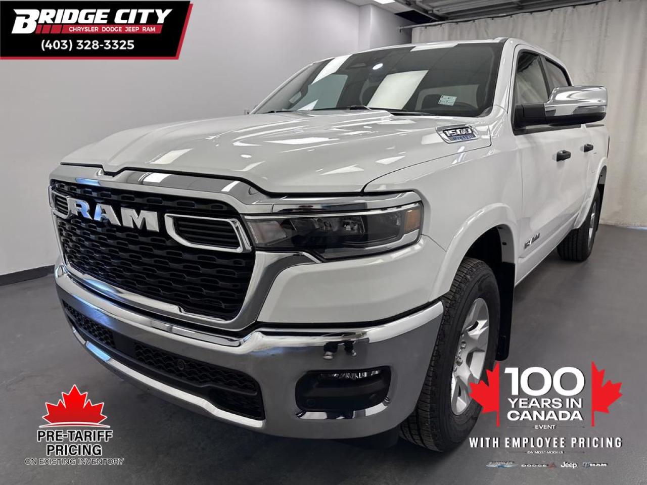 <b>Aluminum Wheels,  Adaptive Cruise Control,  Remote Start,  Blind Spot Detection,  Lane Keep Assist!</b><br> <br> <br> <br>  Whether you need tough and rugged capability, or soft and comfortable luxury, this 2025 Ram delivers every time. <br> <br>The Ram 1500s unmatched luxury transcends traditional pickups without compromising its capability. Loaded with best-in-class features, its easy to see why the Ram 1500 is so popular. With the most towing and hauling capability in a Ram 1500, as well as improved efficiency and exceptional capability, this truck has the grit to take on any task.<br> <br> This bright white Crew Cab 4X4 pickup   has an automatic transmission and is powered by a  305HP 3.6L V6 Cylinder Engine.<br> <br> Our 1500s trim level is Big Horn. This Ram 1500 Big Horn steps things up with aluminum wheels, front fog lamps,  and other standard features such as class IV towing equipment, heated exterior power mirrors, mobile hotspot internet access, adaptive cruise control and remote engine start. Safety features also include ParkSense front and rear parking sensors, lane keeping assist with lane departure warning, blind spot detection, and collision mitigation. This vehicle has been upgraded with the following features: Aluminum Wheels,  Adaptive Cruise Control,  Remote Start,  Blind Spot Detection,  Lane Keep Assist,  Lane Departure Warning,  Tow Package. <br><br> <br>To apply right now for financing use this link : <a href=https://www.bridgecitychrysler.com/pre-approval/ target=_blank>https://www.bridgecitychrysler.com/pre-approval/</a><br><br> <br/><br>As a premier Chrysler, Dodge, Jeep and RAM dealership, Bridge City Chrysler proudly offers an extensive selection of new and used vehicles to meet every drivers needs. Customers across Lethbridge, Fort Macleod, Taber, Claresholm, Coaldale, and beyond trust us for daily vehicle specials, certified service and parts, and a seamless online inventory experience. <br><br>
With competitive financing options and expert support, we make car buying easy and enjoyable. <br><br>

Ready to hit the road? Schedule your test drive today at Bridge City Chrysler, your trusted Chrysler, Dodge, Jeep and RAM dealer in Lethbridge, Alberta.<br><br> Vehicle pricing offer shown expire 2025-06-30. <br> Come by and check out our fleet of 60+ used cars and trucks and 130+ new cars and trucks for sale in Lethbridge.  o~o