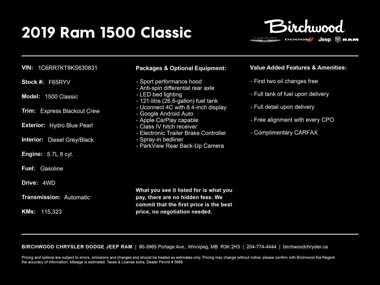 Used 2019 RAM 1500 Classic Express Local | New Tires | New Lower Control Arms | for sale in Winnipeg, MB