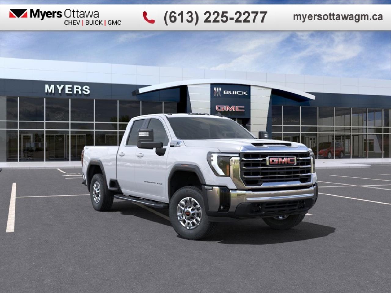 <br> <br>  With stout build quality and astounding towing capability, there isnt a better choice than this GMC 2500HD for all your work-site needs. <br> <br>This 2025 GMC 2500HD is highly configurable work truck that can haul a colossal amount of weight thanks to its potent drivetrain. This truck also offers amazing interior features that nestle occupants in comfort and luxury, with a great selection of tech features. For heavy-duty activities and even long-haul trips, the 2500HD is all the truck youll ever need.<br> <br> This Summit White Extended Cab 4X4 pickup   has an Automatic transmission and is powered by a  401HP 6.6L 8 Cylinder Engine.<br> <br> Our Sierra 2500HDs trim level is SLE. This Sierra 2500HD SLE comes ready to work with plenty of useful features including a heavy-duty locking differential, aluminum wheels, signature LED lighting, a larger 13.4-inch touchscreen infotainment system with Apple CarPlay and Android Auto, steering wheel audio controls and 4G LTE capability, remote keyless entry, a CornerStep rear bumper and cargo tie downs hooks with LED lights. Additionally, this truck also comes with a remote locking tailgate, rear vision camera, a leather wrapped steering wheel, StabiliTrak, cruise control, power windows, power locks and trailering equipment. This vehicle has been upgraded with the following features: Remote Start. <br><br> <br>To apply right now for financing use this link: <a href=https://creditonline.dealertrack.ca/Web/Default.aspx?Token=b35bf617-8dfe-4a3a-b6ae-b4e858efb71d&Lang=en target=_blank>https://creditonline.dealertrack.ca/Web/Default.aspx?Token=b35bf617-8dfe-4a3a-b6ae-b4e858efb71d&Lang=en</a><br><br> <br/> Weve discounted this vehicle $4982.    4.79% financing for 84 months. <br> Buy this vehicle now for the lowest bi-weekly payment of <b>$584.97</b> with $0 down for 84 months @ 4.79% APR O.A.C. ( taxes included, **Rebates may not be applicable on all purchase types [cash, lease, or finance]. Eligibility and conditions may vary. Please see dealer for full details and confirmation of eligibility.   ).  Incentives expire 2026-02-02.  See dealer for details. <br> <br><br> Come by and check out our fleet of 50+ used cars and trucks and 190+ new cars and trucks for sale in Ottawa.  o~o