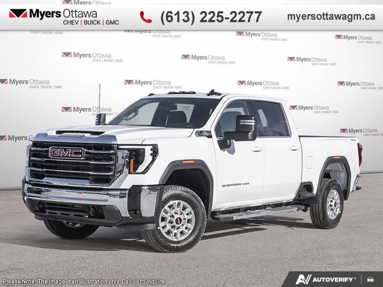 This immensely capable 2025 GMC 2500HD has everything youre looking for in a heavy-duty truck.<br> <br>This 2025 GMC 2500HD is highly configurable work truck that can haul a colossal amount of weight thanks to its potent drivetrain. This truck also offers amazing interior features that nestle occupants in comfort and luxury, with a great selection of tech features. For heavy-duty activities and even long-haul trips, the 2500HD is all the truck youll ever need.<br> <br>This Summit White Extended Cab 4X4 pickup has an Automatic transmission and is powered by a 401HP 6.6L 8 Cylinder Engine. <br> <br> Our Sierra 2500HDs trim level is SLE. This Sierra 2500HD SLE comes ready to work with plenty of useful features including a heavy-duty locking differential, aluminum wheels, signature LED lighting, a larger 13.4-inch touchscreen infotainment system with Apple CarPlay and Android Auto, steering wheel audio controls and 4G LTE capability, remote keyless entry, a CornerStep rear bumper and cargo tie downs hooks with LED lights. Additionally, this truck also comes with a remote locking tailgate, rear vision camera, a leather wrapped steering wheel, StabiliTrak, cruise control, power windows, power locks and trailering equipment. This vehicle has been upgraded with the following features: Remote Start.<br><br> <br>To apply right now for financing use this link: <a href=https://creditonline.dealertrack.ca/Web/Default.aspx?Token=b35bf617-8dfe-4a3a-b6ae-b4e858efb71d&Lang=en target=_blank>https://creditonline.dealertrack.ca/Web/Default.aspx?Token=b35bf617-8dfe-4a3a-b6ae-b4e858efb71d&Lang=en</a><br> <br/>Weve discounted this vehicle $2000. See dealer for details. <br><br><br> Come by and check out our fleet of 30+ used cars and trucks and 160+ new cars and trucks for sale in Ottawa.  o~o