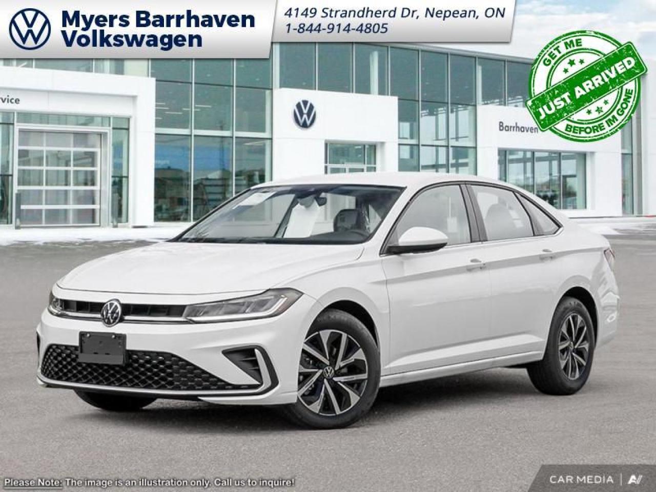 <b>Heated Seats,  Heated Steering Wheel,  Blind Spot Monitoring,  Collision Mitigation,  Apple CarPlay!</b><br> <br> <br> <br>  Hello. <br> <br><br> <br> This pure white sedan  has an automatic transmission and is powered by a  158HP 1.5L 4 Cylinder Engine.<br> <br> Our Jettas trim level is Trendline. Standard features include heated front seats with a heated steering wheel, remote keyless entry, mobile hotspot internet access, and an 8-inch infotainment screen with Apple CarPlay and Android Auto. Safety features include blind spot monitoring, front and rear collision mitigation and autonomous emergency braking. This vehicle has been upgraded with the following features: Heated Seats,  Heated Steering Wheel,  Blind Spot Monitoring,  Collision Mitigation,  Apple Carplay,  Android Auto. <br><br> <br>To apply right now for financing use this link : <a href=https://www.barrhavenvw.ca/en/form/new/financing-request-step-1/44 target=_blank>https://www.barrhavenvw.ca/en/form/new/financing-request-step-1/44</a><br><br> <br/>    6.29% financing for 84 months. <br> Buy this vehicle now for the lowest bi-weekly payment of <b>$206.26</b> with $0 down for 84 months @ 6.29% APR O.A.C. ( Plus applicable taxes -  $840 Documentation fee. Cash purchase selling price includes: Tire Stewardship ($20.00), OMVIC Fee ($12.50). (HST) are extra. </br>(HST), licence, insurance & registration not included </br>    ).  Incentives expire 2025-06-02.  See dealer for details. <br> <br> <br>LEASING:<br><br>Estimated Lease Payment: $187 bi-weekly <br>Payment based on 6.99% lease financing for 60 months with $0 down payment on approved credit. Total obligation $24,427. Mileage allowance of 16,000 KM/year. Offer expires 2025-06-02.<br><br><br>We are your premier Volkswagen dealership in the region. If youre looking for a new Volkswagen or a car, check out Barrhaven Volkswagens new, pre-owned, and certified pre-owned Volkswagen inventories. We have the complete lineup of new Volkswagen vehicles in stock like the GTI, Golf R, Jetta, Tiguan, Atlas Cross Sport, Volkswagen ID.4 electric vehicle, and Atlas. If you cant find the Volkswagen model youre looking for in the colour that you want, feel free to contact us and well be happy to find it for you. If youre in the market for pre-owned cars, make sure you check out our inventory. If you see a car that you like, contact 844-914-4805 to schedule a test drive.<br> Come by and check out our fleet of 30+ used cars and trucks and 60+ new cars and trucks for sale in Nepean.  o~o