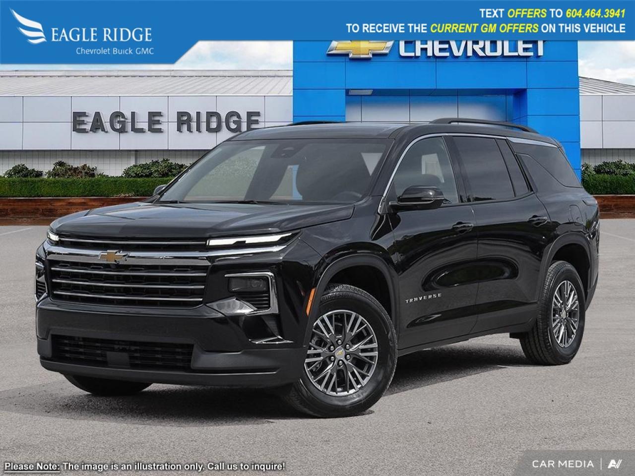 New 2025 Chevrolet Traverse LT 17-inch touchscreen, 11-inch driver display, Wi-Fi compatibility, Google Built-In with navigation, Bluetooth, six-speaker sound system, blind-spot monitoring, enhanced front and rear automatic braking for sale in Coquitlam, BC
