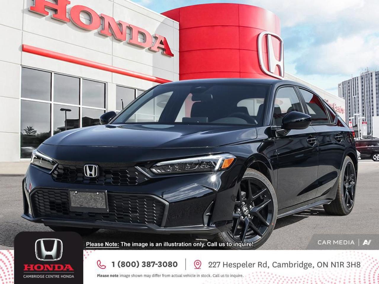 <p><strong>Unveiling the 2025 Civic Hatchback Sport: Elevate Your Driving Experience</strong></p>

<p><strong>Powerful Performance: </strong>Experience the thrill of the road with the Civic Hatchback Sport's 150 horsepower, 2.0-litre, 16-valve, Direct Injection, DOHC, 4-cylinder engine.</p>

<p><strong>Seamless Connectivity:</strong> Stay connected on the go with Apple CarPlay™ (Apple Auto) and Android Auto™ (Android Play) compatibility. Your smartphone's key content is at your fingertips, beautifully displayed on the 7-inch audio display system. For Apple users, Siri® Eyes Free compatibility enhances your driving experience. Plus, enjoy HandsFreeLink-Bilingual Bluetooth®, SMS text message/E-mail function, Bluetooth® Streaming Audio, and two USB device connectors, all complemented by Wi-Fi tethering.</p>

<p><strong>Family-Friendly Features:</strong> With ample space and Lower Anchors and Tethers for Children (LATCH), the Civic Hatchback Sport makes family outings a breeze. Installing compatible child safety seats is simple and convenient.</p>

<p><strong>Confident Parking:</strong> Navigate parking with confidence using the multi-angle rearview camera featuring dynamic guidelines. Reverse parking has never been easier.</p>

<p><strong>Convenient Access:</strong> Get on the road faster with the proximity key entry system and pushbutton (push button) start. The walk-away door lock adds an extra layer of convenience to your journey.</p>

<p><strong>Efficient Performance:</strong> Maximize fuel economy with the idle stop feature, automatically stopping and restarting the engine based on environmental and vehicle conditions.</p>

<p><strong>Stylish Design:</strong> Enjoy the power moonroof with a tilt feature, a leather-wrapped steering wheel, and striking 18” aluminum-alloy wheels in black. The dual centre exhaust with chrome finisher and fog lights accentuate the Civic Hatchback Sport's bold styling.</p>

<p><strong>Enhanced Safety:</strong> The Civic Hatchback Sport comes equipped with Honda Sensing Technologies (safety technology) to enhance safety. Features like Forward Collision Warning, Collision Mitigation Braking, Lane Departure Warning, Lane Keeping Assist, Road Departure Mitigation, Adaptive Cruise Control with Low-Speed Follow, Blind Spot Information (BSI) system and Rear Cross Traffic Monitor system help you stay safe on the road.</p>

<p><em><strong><span style=color:#ff0000>Premium paint charge of $300 is not included on all colours/models.</span> </strong></em></p>

<p>Experience the Difference at Cambridge Centre Honda! Why Test Drive Here? You choose: drive with a sales person or on your own, extended overnight and at home test drives available. Why Purchase Here? VIP Coupon Booklet: up to $1000 in service & other savings, FREE Ontario-Wide Delivery. Cambridge Centre Honda proudly serves customers from Cambridge, Kitchener, Waterloo, Brantford, Hamilton, Waterford, Brant, Woodstock, Paris, Branchton, Preston, Hespeler, Galt, Puslinch, Morriston, Roseville, Plattsville, New Hamburg, Baden, Tavistock, Stratford, Wellesley, St. Clements, St. Jacobs, Elmira, Breslau, Guelph, Fergus, Elora, Rockwood, Halton Hills, Georgetown, Milton and all across Ontario!</p>