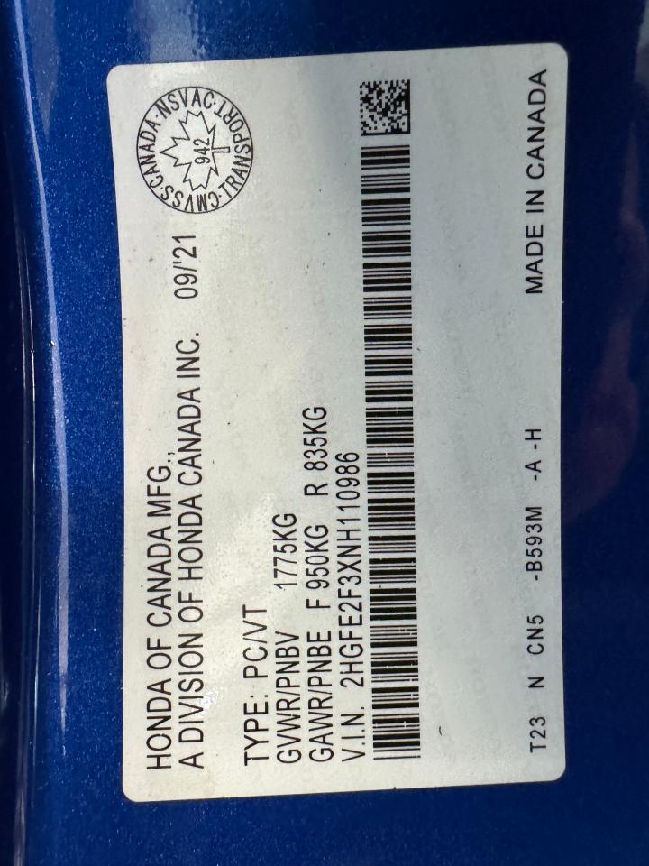 2022 Honda Civic EX+Blind Spot+Roof+ONE OWNER+CLEAN CARFAX - Photo #46