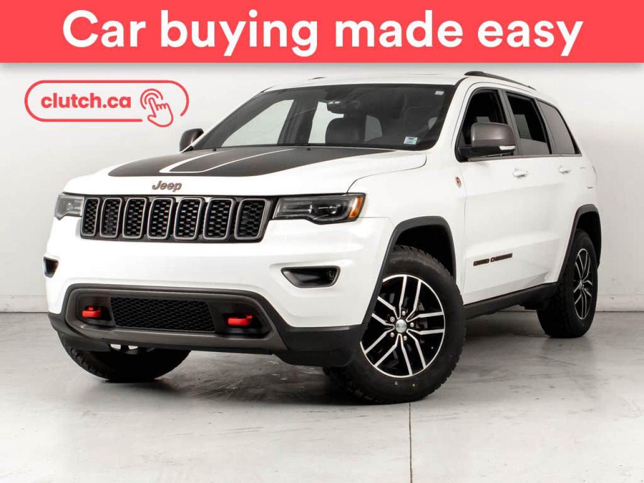 This vehicle is coming soon. Go to clutch.ca to get notified the instant the vehicle is available.<br> <br>NO ACCIDENTS / CLEAN CARFAX / 1 OWNER / 12V Outlet, Hill Assistance, Auxiliary Audio Input and more!<br> <br>Clutch is the largest online used car retailer in Canada, delivering a seamless, hassle-free car-buying experience to drivers everywhere. Shop hundreds of used cars online, get the right one delivered to your door, and enjoy peace of mind with our optional 10-Day Money-Back Guarantee. How sweet is that? To learn more, visit clutch.ca.<br> <br>The top features for this 2017 Jeep Grand Cherokee include:<br> <br>Auto Stop/Start<br>12V Outlet<br>Hill Assistance<br>Auxiliary Audio Input<br>Remote Start<br>Bluetooth Music<br>Brake Assist<br>Power Tailgate/Hatch<br>Auto Dimming Rearview Mirror<br>Front Heated Seats<br>Ventilated Front Seats<br>Rear Heated Seats<br>Driver Seat Memory System<br>Climate Control<br>Dual Zone Front Climate Control<br>Touchscreen Display<br>GPS Navigation<br>Cruise Control<br>Integrated Garage Door Opener<br>USB Input<br>Push Button Start<br>Power Folding Exterior Mirrors<br>Heated Steering Wheel<br>Rain Sensing Wipers<br>Sunroof<br>Panoramic Sunroof<br>Automatic High Beams<br>Rear View Camera<br>Parking Sensors<br>Rear Parking Sensors<br>Power Driver Seat<br>Power Passenger Seat<br> <br>Seamless home delivery - Delivery anywhere in Nova Scotia, anywhere on PEI, and East of Fredericton, New Brunswick. Available on select packages.<br> <br>Try it out for 10 days - If you do not like it, we will take it back. Available on select packages.<br> <br>Quality assured - Rigorous 210-point inspection and reconditioning process.<br> <br>Peace of mind - Optional 3-month Standard Warranty, with additional warranty options available. Plus, every Clutch car comes with a 2-year MVI.<br> <br>Haggle-free - No haggling or hard sells.<br> <br>100% Transparency - Full inspection reports on every car, including high-res photography and a free Carfax report.<br> <br>Listed price is for cash purchase only and does not include taxes, Shipping Fees (if applicable), Delivery Fees (if applicable), government licensing fees. 10-day Money Back Guarantee, 3-month Standard Warranty, and home delivery are available with select packages.<br> <br>Previous Provincial Registrations:<br>Nova Scotia<br> <br>Stock # 53758
