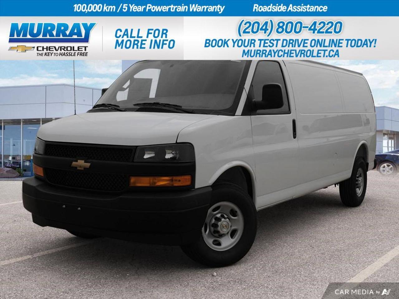 *ENGINE 4.3L V6 with Direct Injection and Variable Valve Timing* *LPO BLUETOOTH PHONE CONNECTION KIT* *TRANSMISSION 8-SPEED AUTOMATIC ELECTRONICALLY CONTROLLED*  Experience the versatility and reliability of the 2025 Chevrolet Express Cargo Van, perfect for both city and rural tasks in Winnipeg and the surrounding area. Its robust Gas V6 4.3L engine, paired with an 8-speed automatic transmission, ensures smooth performance and efficient power delivery, making it ideal for all your hauling needs. With its aluminum block construction, this van provides a formidable 276 hp and 298 lb-ft of torque, ready to tackle any challenge.  Stay connected on the go with the upfitter-installed Bluetooth Phone Connection Kit, allowing for seamless calling and music streaming through the in-vehicle radio. The Express Cargo Van also features a heavy-duty locking rear differential, enhancing stability and control on diverse terrains, whether youre navigating city streets or rural pathways.  Convenience and comfort are at the forefront with the Driver Convenience Package, which includes a tilt-wheel and cruise control for those longer drives across the prairies. Remote vehicle starter and keyless entry add an extra layer of ease to your daily routine, while the custom cloth-trimmed bucket seats ensure a comfortable ride, all wrapped in a sleek Summit White exterior.  Dealer Permit #1740