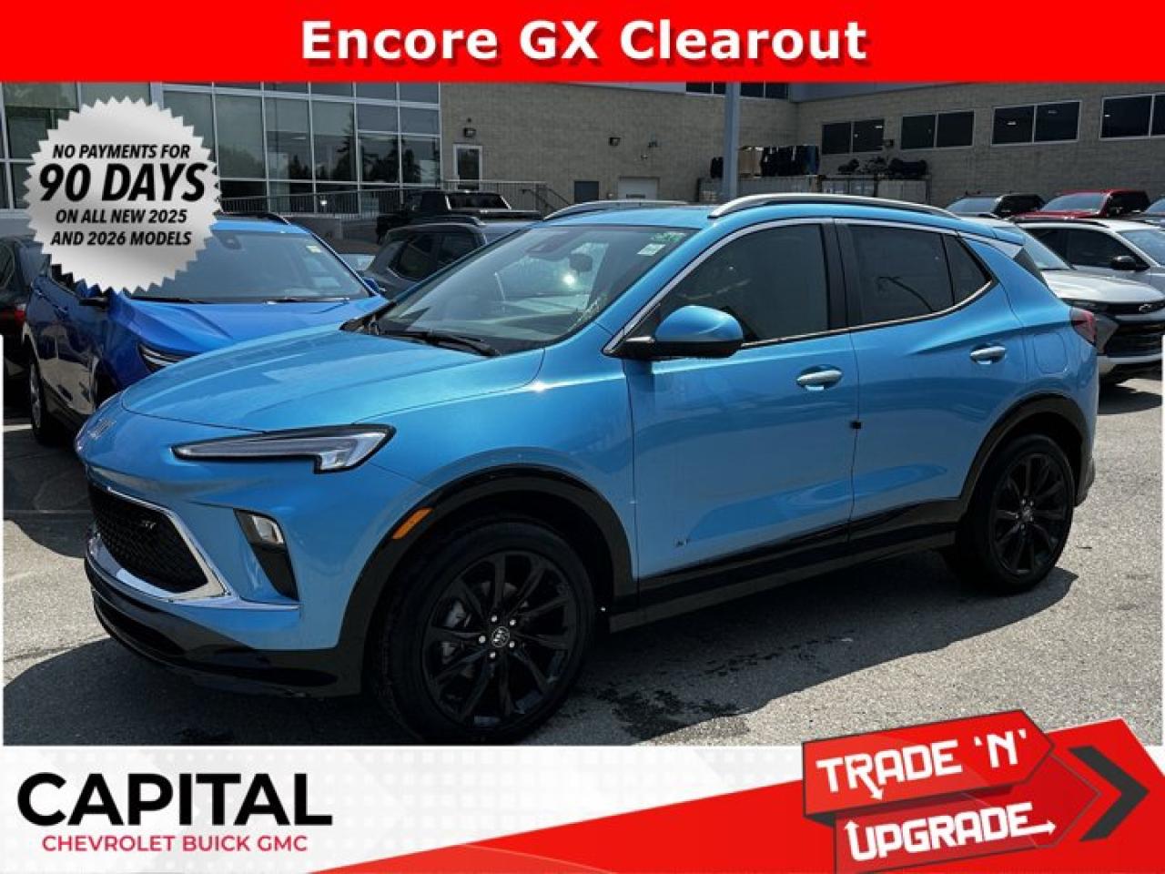 This Buick Encore GX delivers a Turbocharged 1.3/ engine powering this Automatic transmission. ENGINE, ECOTEC 1.3L TURBO (GM-estimated 155 hp [115 kW] @ 5,600 rpm / 174 lb-ft torque [236 Nm] @ 1,600 rpm FWD/AWD models) (STD), Wireless Apple CarPlay/Wireless Android Auto, Wipers, front intermittent with pulse washers.* This Buick Encore GX Features the Following Options *Wiper, rear intermittent, Windshield, solar absorbing, Windows, power, rear with Express-Down, Window, power with front passenger Express-Down, Window, power with driver Express-Up/Down, Wi-Fi Hotspot capable (Terms and limitations apply. See onstar.ca or dealer for details.), Wheels, 18 (45.7 cm) Gloss Black aluminum, Vehicle health management provides advanced warning of vehicle issues, USB ports, 2 (1 USB Type-A, 1 USB Type-C) located in the front of the centre console, USB charging ports, 2 (1 USB Type-A, 1 USB Type-C), charging only located on the rear of the centre console.* Stop By Today *Come in for a quick visit at Capital Chevrolet Buick GMC Inc., 13103 Lake Fraser Drive SE, Calgary, AB T2J 3H5 to claim your Buick Encore GX!