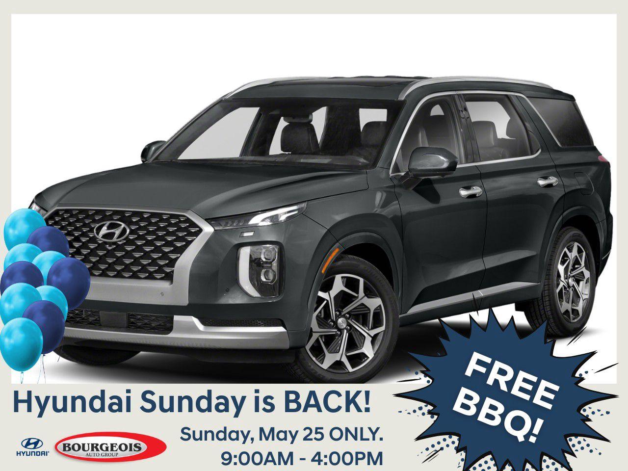 <p>The 2021 Hyundai Palisade Ultimate Calligraphy in a sophisticated gray is a true blend of power and precision with its all-wheel drive and exceptional handling. It offers the perfect balance of comfort and performance, making every drive a pleasure.</p><p>Step into the world of premium automotive luxury with this stunning SUV. Its striking gray exterior is beautifully complemented by sleek alloy wheels and a bold front grille. Inside, the black leather seats provide a sophisticated ambiance, enhanced by features such as a leather-wrapped steering wheel, metal-look instrument panel, and leather door trim inserts. The vehicle also offers both sunroof and moonroof options to bring an airy openness to every journey.</p><p>Technology and safety are at the forefront with the Hyundai Palisade Ultimate Calligraphy. Stay connected with Bluetooth integration and a cutting-edge navigation system displayed seamlessly on a state-of-the-art heads-up display. Safety features include lane assist, brake assist, and parking sensors, providing added confidence on every drive. Enjoy the convenience and luxury of cooled and heated seats throughout, remote start, and smart device integration.</p><p>Ideal for families and adventure enthusiasts alike, this 7-passenger SUV is designed to meet the needs of those seeking both luxury and functionality. Experience the Hyundai Palisade Ultimate Calligraphy for yourself and contact us today to schedule a test drive or gather more information. You're one step closer to the perfect family vehicle.</p> <p><strong>Why Choose the Bourgeois Auto Group?</strong></p><p>For 80 years, Bourgeois Auto Group has been delivering exceptional automotive experiences. Our factor trained teams work to ensure you receive the shopping experience you deserve; whether you're looking for a new or new-to-you vehicle.</p><p>Shop 24/7 with our online showroom and chat service, ensuring convenience every step of the way. No hidden fees, full disclosure, and every pre-owned vehicle comes with a Carfax® report for peace of mind.</p><p>We offer a wide selection of pre-owned vehicles, all competitively priced using real-time market data. Get the best deal on your purchase and trade-in with our free Live Market Analysis report.</p><p>Looking to sell your car? We buy any make or modelno purchase required. Our simple to use online trade valuation tool will provide you with a clear, transparent selling experience whether you buy our car or not.</p><p>Backed by hundreds dedicated employees across 4 convenient locations, were here to meet all your automotive needs. Visit us in Midland or Parry Sound and explore our inventory or schedule your next service today.</p> <p><strong>Financing Your Next Vehicle with Bourgeois Midland Hyundai:</strong></p><p>At Bourgeois Midland Hyundai, we make financing your next vehicle simple and stress-free! Our team works with trusted lenders to find flexible options tailored to your budget. Drive away with confidenceapply today!</p><p>Take advantage of our online pre-qualification tool, backed by Equifax and TD Bank to find the payment that works for you. Simply <a href=https://www.bourgeoishyundai.com/pre-qualify-for-financing/ rel=nofollow><strong>CLICK HERE</strong></a> to use our secure online credit tool with no impact to your credit. </p>