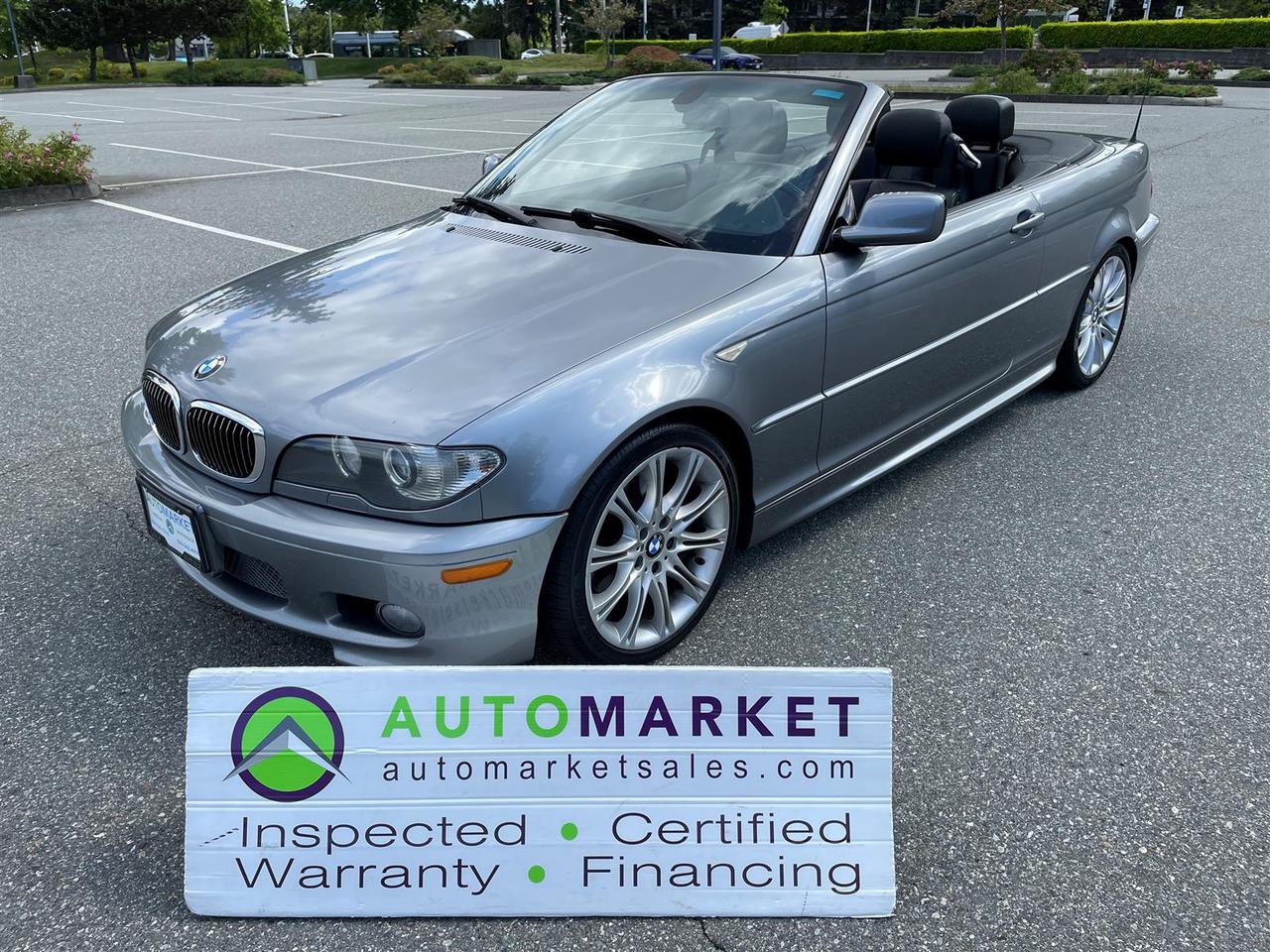 LOCAL, WELL&nbsp; SERVICED, EXTREMELY CLEAN AND MECHANICALLY WONDERFUL 330 M-SPORT CAB, AUTO, FINANCING, WARRANTY, INSPECTED!<br /><br />Welcome to the Automarket, your community car dealership of "YES". We are featuring an extremely clean and very beautiful BMW 330ci M-Sport Cabriolet. This is a local car with no major claims of any kind (several small $2k claims). We have&nbsp; service history from mechanic.&nbsp; Loaded up with Automatic Transmission, Heated Power Leather Sport Seats, M-Sport Alloy Wheels,&nbsp; all of the Power Features and so much more.<br /><br />Having been fully inspected, we know that the Tires are 80% New, the Brakes are 60% New on the front and 80% New onthe rear. We have also&nbsp; tested the battery and the coolant, changed the oil and fully detailed the vehicle for your peace of mind and enjoyment.<br /><br />2 LOCATIONS TO SERVE YOU, BE SURE TO CALL FIRST TO CONFIRM WHERE THE VEHICLE IS PARKED<br />WHITE ROCK 604-542-4970 LANGLEY 604-533-1310 OWNER'S CELL 604-649-0565<br /><br />We are a family owned and operated business since 1983 and we are committed to offering outstanding vehicles backed by exceptional customer service, now and in the future.<br />What ever your specific needs may be, we will custom tailor your purchase exactly how you want or need it to be. All you have to do is give us a call and we will happily walk you through all the steps with no stress and no pressure.<br />WE ARE THE HOUSE OF YES?<br />ADDITIONAL BENFITS WHEN BUYING FROM SK AUTOMARKET:<br />ON SITE FINANCING THROUGH OUR 17 AFFILIATED BANKS AND VEHICLE FINANCE COMPANIES<br />IN HOUSE LEASE TO OWN PROGRAM.<br />EVRY VEHICLE HAS UNDERGONE A 120 POINT COMPREHENSIVE INSPECTION<br />EVERY PURCHASE INCLUDES A FREE POWERTRAIN WARRANTY<br />EVERY VEHICLE INCLUDES A CARFAX AND ICBC DAMAGE REPORT<br />EVERY VEHICLE IS GUARANTEED LIEN FREE<br />DISCOUNTED RATES ON PARTS AND SERVICE FOR YOUR NEW CAR AND ANY OTHER FAMILY CARS THAT NEED WORK NOW AND IN THE FUTURE.<br />36 YEARS IN THE VEHICLE SALES INDUSTRY<br />A+++ MEMBER OF THE BETTER BUSINESS BUREAU<br />RATED TOP DEALER BY CARGURUS 2 YEARS IN A ROW<br />MEMBER IN GOOD STANDING WITH THE VEHICLE SALES AUTHORITY OF BRITISH COLUMBIA<br />MEMBER OF THE AUTOMOTIVE RETAILERS ASSOCIATION<br />COMMITTED CONTRIBUTER TO OUR LOCAL COMMUNITY AND THE RESIDENTS OF BC<br /><br /> This vehicle has been Fully Inspected, Certified and Qualifies for Our Free Extended Warranty.Don't forget to ask about our Great Finance and Lease Rates. We also have a Options for Buy Here Pay Here and Lease to Own for Good Customers in Bad Situations. 2 locations to help you, White Rock and Langley. Be sure to call before you come to confirm the vehicles location and availability or look us up at www.automarketsales.com. White Rock 604-542-4970 and Langley 604-533-1310. Serving Surrey, Delta, Langley, Richmond, Vancouver, all of BC and western Canada. Financing & leasing available. CALL SK AUTOMARKET LTD. 6045424970. Call us toll-free at 1 877 813-6807. $999 Documentation fee (negotiable) and applicable taxes are in addition to advertised prices. LANGLEY LOCATION DEALER# 40038 S. SURREY LOCATION DEALER #9987<br />
