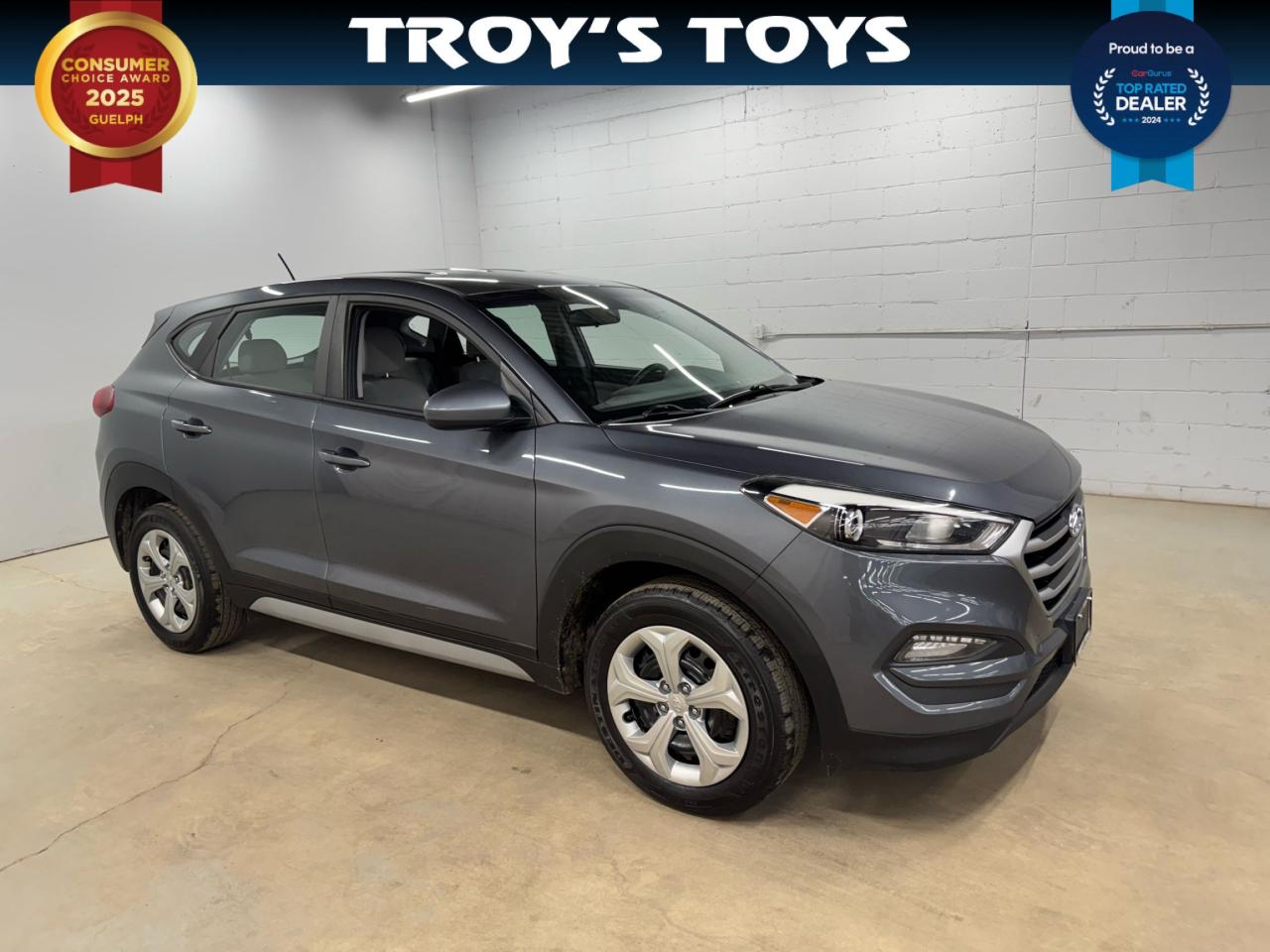 <p>Looking for a reliable and capable SUV thats ready for any Canadian adventure? Check out this pre-owned 2017 Hyundai Tucson AWD, available now at Troys Toys! This sleek grey Tucson boasts a versatile design, perfect for navigating city streets or exploring the great outdoors. With seating for five and a practical SUV/Crossover body style, its an excellent choice for families and individuals alike. And with just 100,384km on the odometer, this Tucson has plenty of life left to offer.</p><p>This well-maintained Hyundai Tucson is powered by a fuel-efficient 2.0L engine and features an automatic transmission, making for a smooth and enjoyable driving experience. The all-wheel-drive system provides added confidence and control, ensuring youre prepared for varying road conditions throughout the year. Its neutral grey exterior and interior colours offer a timeless aesthetic that will keep its value and style for years to come. Visit Troys Toys today and experience the perfect blend of practicality and performance in this fantastic Tucson!</p><p>Here are five standout features of this 2017 Hyundai Tucson:</p><ul><li><strong>Ready for Anything:</strong> Conquer any road with the confidence of All-Wheel Drive!</li><li><strong>Fuel-Efficient Performance:</strong> The 2.0L engine strikes a great balance between power and fuel economy.</li><li><strong>Stylish and Practical:</strong> A sophisticated grey exterior and interior makes this vehicle as stylish as it is functional.</li><li><strong>The Perfect Family Vehicle:</strong> Plenty of room for passengers and cargo, this SUV is great for a family!</li><li><strong>Reliable & Ready:</strong> Low mileage ensures this vehicle will be ready for all your future adventures.</li></ul><p><strong><em>Powered by AutoIntelligence™</em></strong> Vehicle information has been generated using artificial intelligence and is provided for informational purposes only. While efforts are made to ensure accuracy, please confirm all details directly with the dealer.</p>