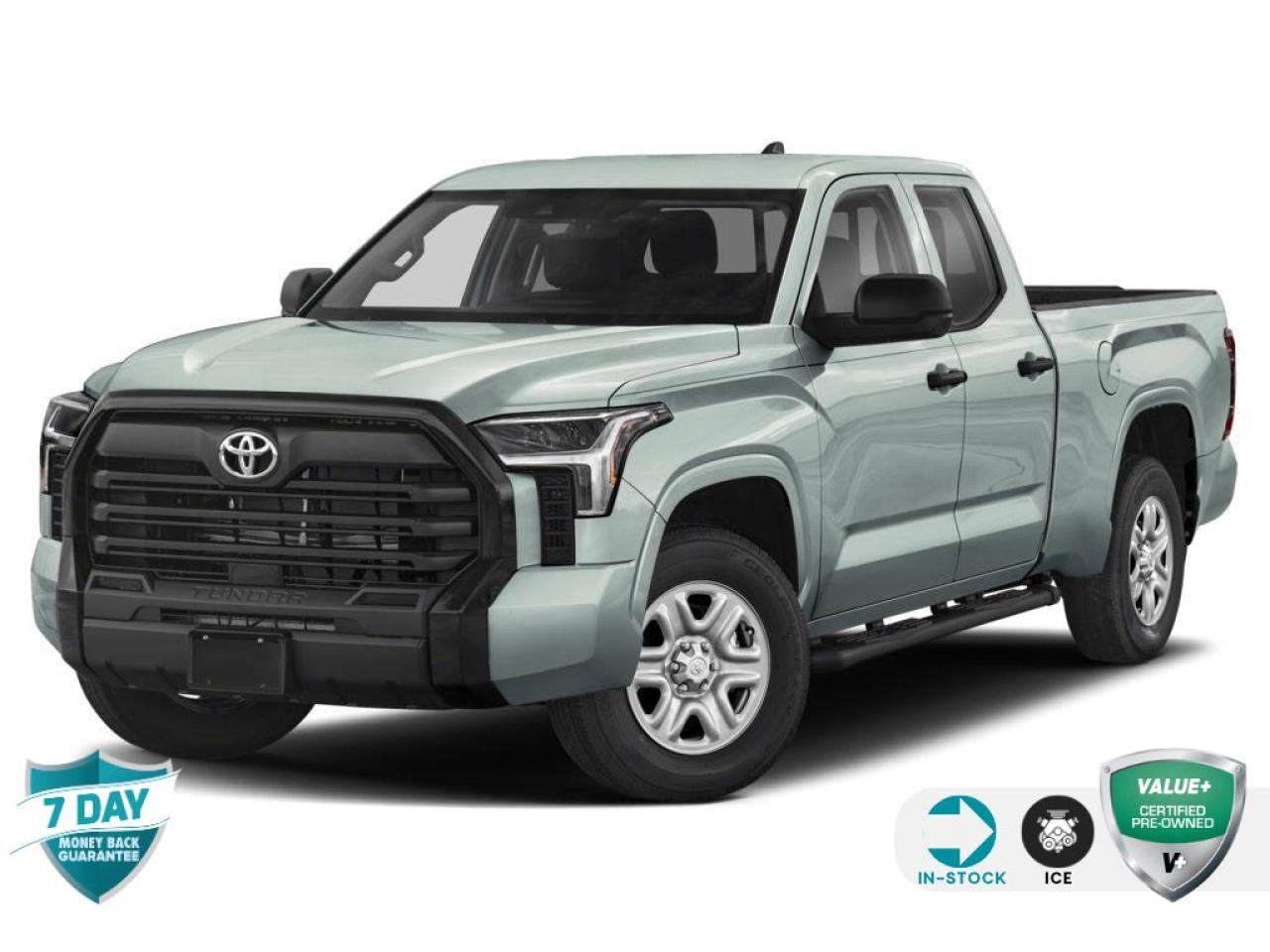 Recent Arrival!<br><br><br>4WD, Black w/Fabric Seat Trim, 18 Styled Steel Wheels, AM/FM radio: SiriusXM, Apple CarPlay/Android Auto, Auto High-beam Headlights, Automatic temperature control, Bumpers: body-colour, Cloth Seat Trim, Exterior Parking Camera Rear, Front Bucket Seats, Fully automatic headlights, Heated door mirrors, Illuminated entry, Low tire pressure warning, Outside temperature display, Overhead console, Power door mirrors, Power windows, Rear reading lights, Rear step bumper, Rear window defroster, Regular Ride Suspension, Remote keyless entry, Speed-sensing steering, Split folding rear seat, Steering wheel mounted audio controls, Telescoping steering wheel, Tilt steering wheel, Traction control.<br><br>Magnetic Gray Metallic<br>2022 Toyota Tundra SR<br>4D Double Cab 3.5L V6 10-Speed Automatic 4WD<br><br>Awards:<br>  * ALG Canada Residual Value Awards   * ALG Canada Residual Value Awards, Residual Value Awards<p></p>

<p>VALUE+ CERTIFIED PRE-OWNED VEHICLE</p>

<p>36-point Provincial Safety Inspection<br />
172-point inspection combined mechanical, aesthetic, functional inspection including a vehicle report card<br />
Warranty: 30 Days or 1500 KMS on mechanical safety-related items and extended plans are available<br />
Complimentary CARFAX Vehicle History Report<br />
2X Provincial safety standard for tire tread depth<br />
2X Provincial safety standard for brake pad thickness<br />
7 Day Money Back Guarantee*<br />
Market Value Report provided<br />
Complimentary 3 months SIRIUS XM satellite radio subscription on equipped vehicles<br />
Complimentary wash and vacuum<br />
Vehicle scanned for open recall notifications from manufacturer</p>

<p>SPECIAL NOTE: This vehicle is reserved for AutoIQs retail customers only. Please, No dealer calls. Errors & omissions excepted.</p>

<p>*As-traded, specialty or high-performance vehicles are excluded from the 7-Day Money Back Guarantee Program (including, but not limited to Ford Shelby, Ford mustang GT, Ford Raptor, Chevrolet Corvette, Camaro 2SS, Camaro ZL1, V-Series Cadillac, Dodge/Jeep SRT, Hyundai N Line, all electric models)</p>