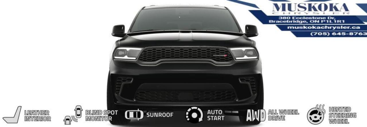 This Dodge Durango GT Plus, with a 3.6L Pentastar V-6 engine engine, features a 8-speed automatic transmission, and generates 10 highway/13.5 city L/100km. Find this vehicle with only 0 kilometers!  Dodge Durango GT Plus Options: This Dodge Durango GT Plus offers a multitude of options. Technology options include: 2 LCD Monitors In The Front, HD Radio, MP3 Capability, Satellite Radio.  Safety options include Speed Sensitive Rain Detecting Variable Intermittent Wipers, Airbag Occupancy Sensor, Curtain 1st, 2nd And 3rd Row Airbags, Driver Knee Airbag, Dual Stage Driver And Passenger Front Airbags.  Visit Us: Find this Dodge Durango GT Plus at Muskoka Chrysler today. We are conveniently located at 380 Ecclestone Dr Bracebridge ON P1L1R1. Muskoka Chrysler has been serving our local community for over 40 years. We take pride in giving back to the community while providing the best customer service. We appreciate each and opportunity we have to serve you, not as a customer but as a friend