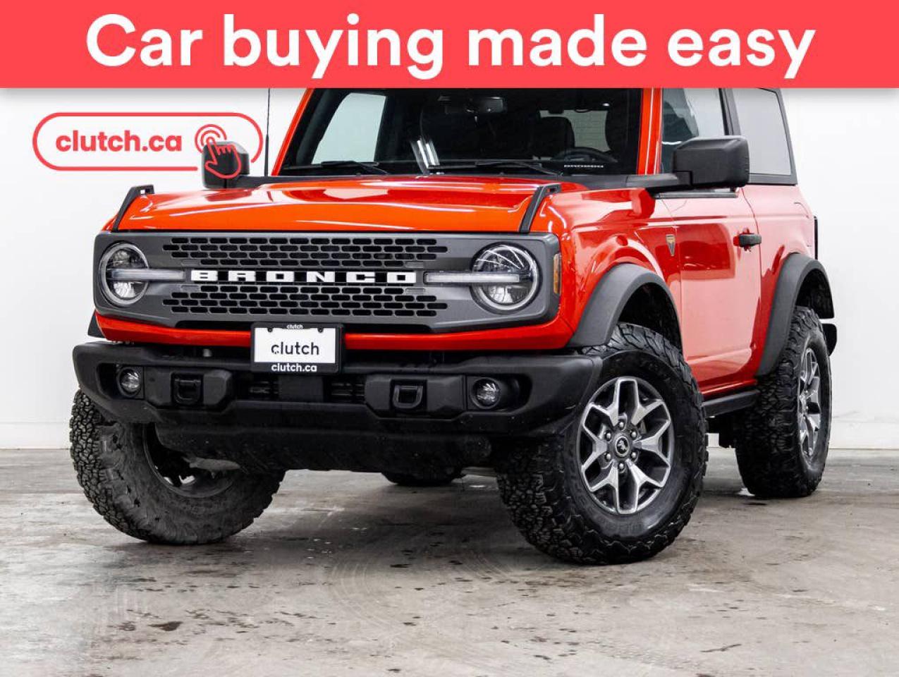 NO ACCIDENTS / CLEAN CARFAX / 1 OWNER / Driver Attention Alert, Bluetooth Music, Rear Cross Traffic Alert and more!<br> <br>Clutch is the largest online used car retailer in Canada, delivering a seamless, hassle-free car-buying experience to drivers everywhere. Shop hundreds of used cars online, get the right one delivered to your door, and enjoy peace of mind with our optional 10-Day Money-Back Guarantee. How sweet is that? To learn more, visit clutch.ca.<br> <br>The top features for this 2022 Ford Bronco include:<br> <br>Cruise Control<br>Driver Attention Alert<br>Bluetooth Music<br>Rear Cross Traffic Alert<br>Front Heated Seats<br>Push Button Start<br>Apple CarPlay<br>GPS Navigation<br>Parking Sensors<br>Lane Departure Warning<br>Rear View Camera<br>12V Outlet<br>Dual Zone Front Climate Control<br>Android Auto<br>USB Input<br>Climate Control<br>Touchscreen Display<br>Auto Dimming Rearview Mirror<br>Auto Stop/Start<br>Blindspot Sensors<br>Automatic High Beams<br>Hill Assistance<br> <br>Seamless home delivery - Delivery to your door in a matter of days. Available on select packages.<br> <br>Try it out for 10 days - If you do not like it, we will take it back. Available on select packages. <br> <br>Quality assured - All cars go through our rigorous 210-point inspection and reconditioning process.<br> <br>Peace of mind - Optional 3-month Standard Warranty, with additional warranty options available.<br> <br>Haggle-free - No haggling or hard sells.<br> <br>100% Transparency - Full inspection reports on every car, including high-res photography and a free Carfax report.<br> <br>Listed price is for cash purchase only and does not include taxes, Shipping Fees (if applicable), Delivery Fees (if applicable), government licensing fees. 10-day Money Back Guarantee, 3-month Standard Warranty, and home delivery are available with select packages.<br> <br>Previous Provincial Registrations:<br>Ontario<br> <br>Stock # 53025