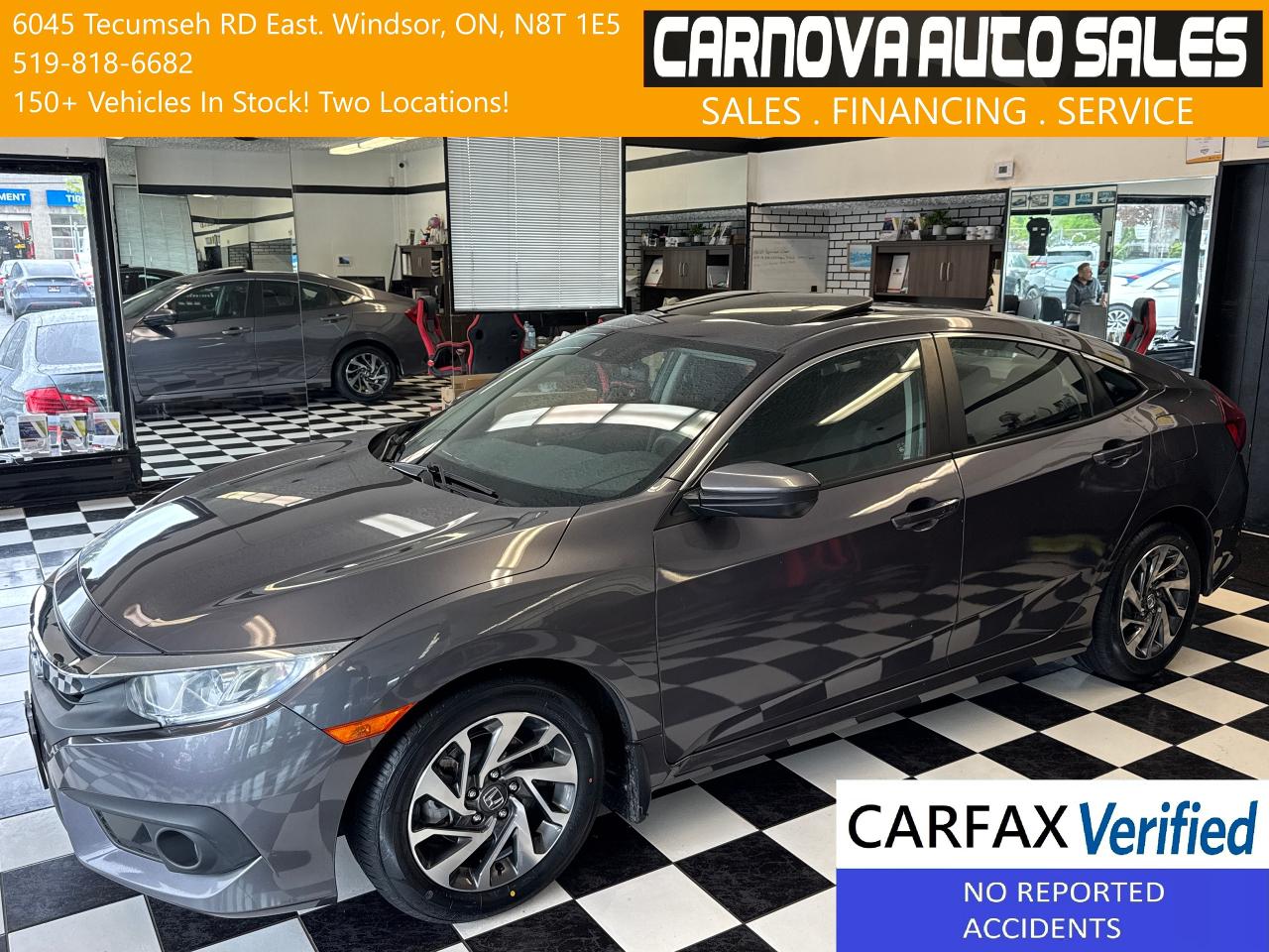 Used 2018 Honda Civic EX+New Tires+Roof+Adaptive Cruise+CLEAN CARFAX for sale in Windsor, ON