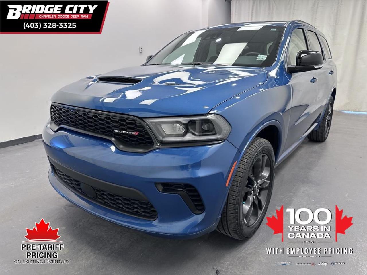 Used 2024 Dodge Durango 3.6L V6 - GT Plus Pkg - 2nd Row Captain Chairs - Blacktop Pkg - Alpine Sound - Frostbite Pearl Blue for sale in Lethbridge, AB