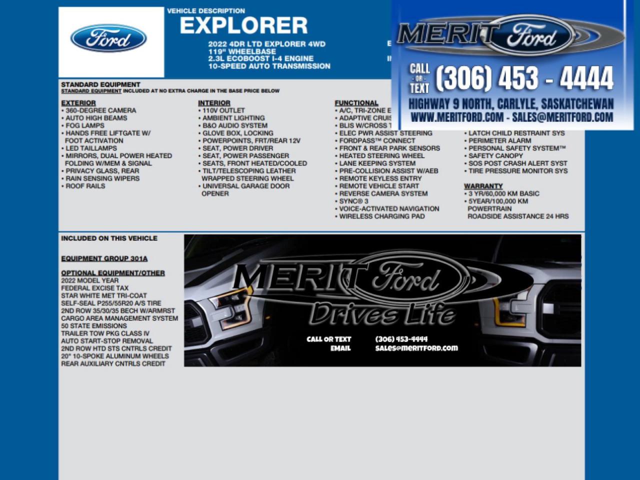 2022 Ford Explorer Limited - 8 Seat, 360 Camera + Photo1