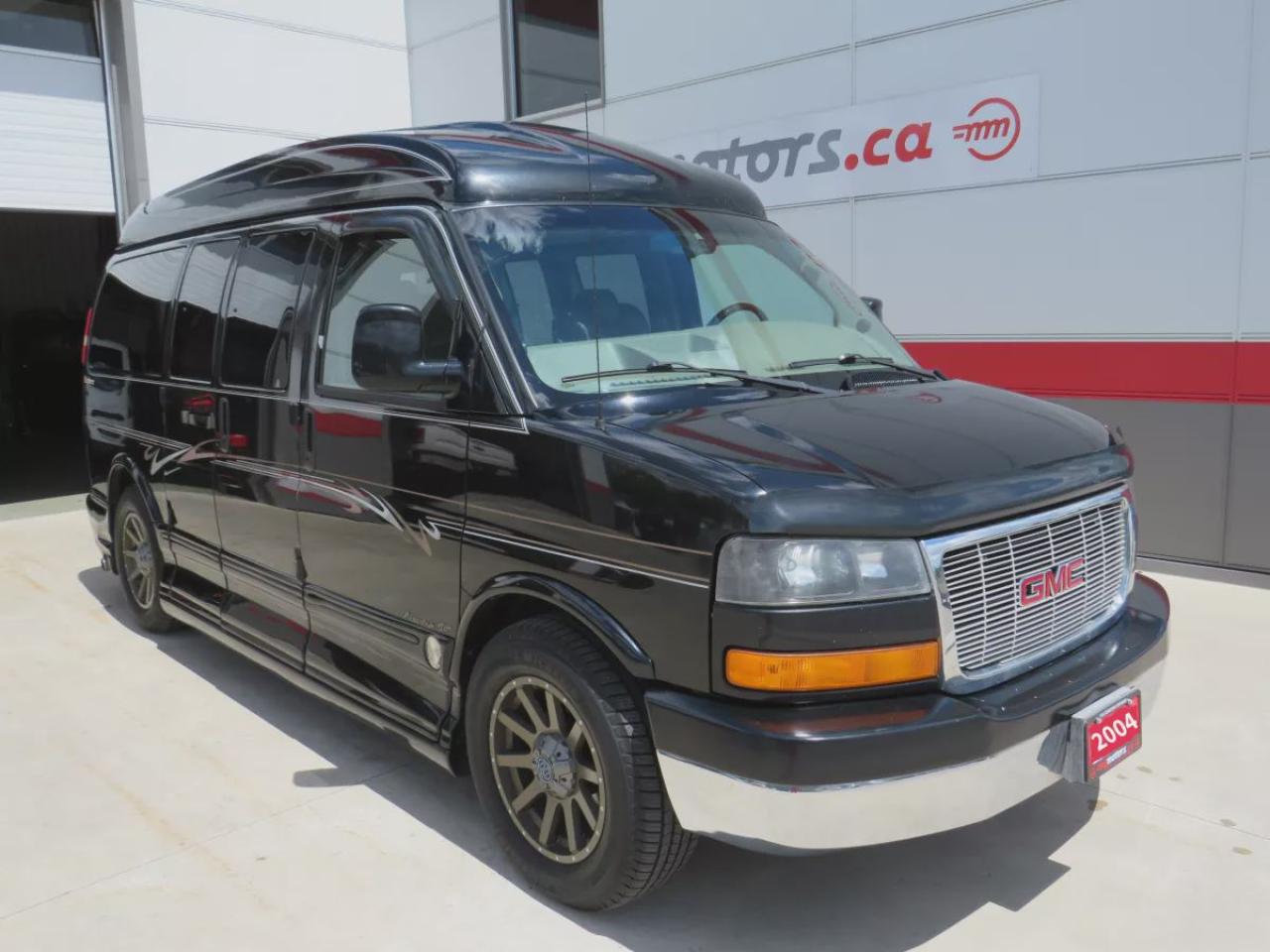 Used 2004 GMC Savana Cargo Van G1500 (**RARE!!**LUXURY SEATING FOR 7!!**CLEAN TITLE/NO ACCIDENTS!!**SAFETY/CERTIFIED**ODOMETER IS IN MILES**(210,180KM)**SAFETY/CERTIFIED**TRAILER HITCH**INTERIOR WOOD GRAIN FINISHING**ALLOY RIMS**LEATHER**POWER SEATS**TV**CD PLAYER FRONT AND R for sale in Tillsonburg, ON