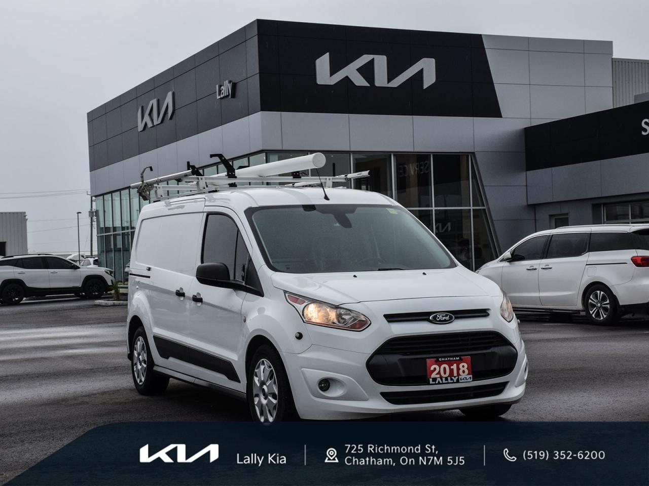 Used 2018 Ford Transit Connect XLT | Ladder Rack | 2 Storage Racks | 1 Roll-out Cabinet for sale in Chatham, ON