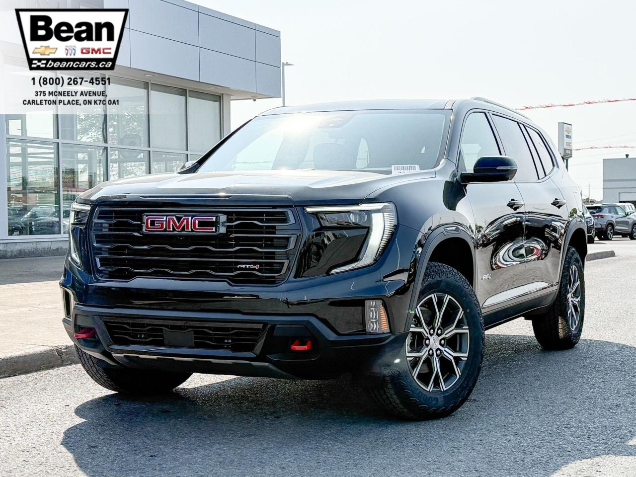 New 2025 GMC Acadia AT4 2.5L 4 CYL WITH REMOTE START/ENTRY, HEATED SEATS, HEATED STEERING WHEEL, POWER LIFTGATE, HD SURROUND SOUND for sale in Carleton Place, ON