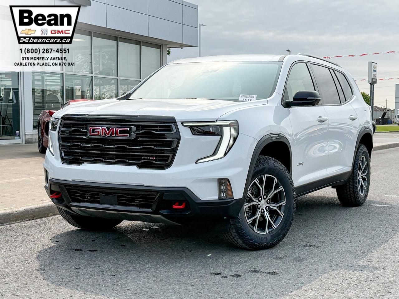 New 2025 GMC Acadia AT4 2.5L 4 CYL WITH REMOTE START/ENTRY, HEATED SEATS, HEATED STEERING WHEEL, POWER LIFTGATE, HD SURROUND SOUND for sale in Carleton Place, ON