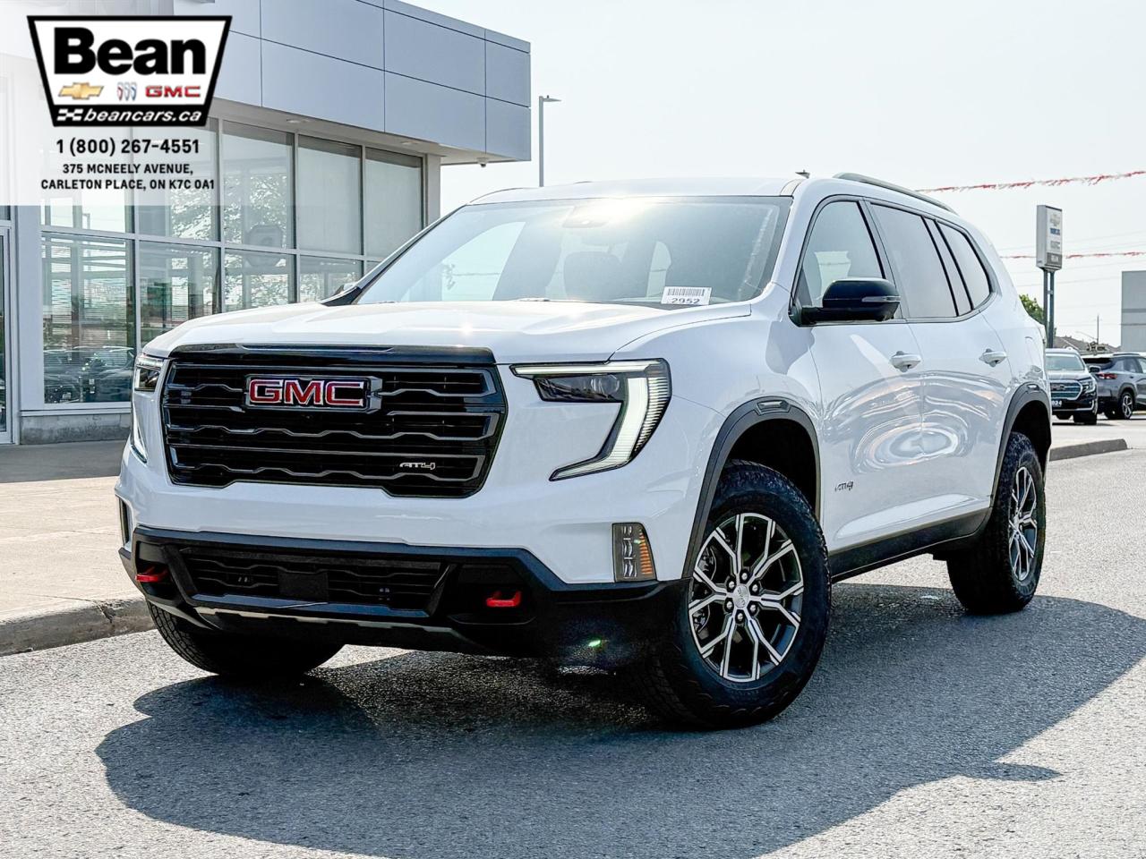 New 2025 GMC Acadia AT4 2.5L 4 CYL WITH REMOTE START/ENTRY, HEATED SEATS, HEATED STEERING WHEEL, POWER LIFTGATE, HD SURROUND SOUND for sale in Carleton Place, ON