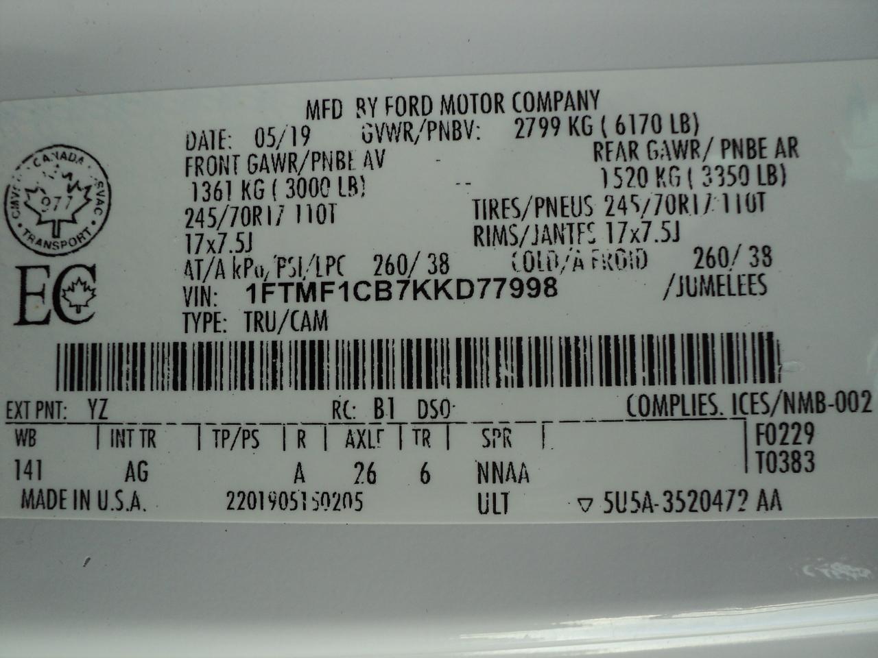 2019 Ford F-150 XL  RegCab 2WD 3.3L6cylGas 8' Box BackUpCam - Photo #27