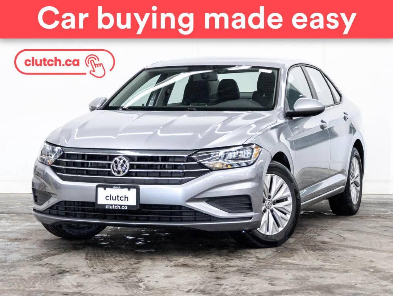 Front Heated Seats, Climate Control, Bluetooth Music and more!<br> <br>Clutch is the largest online used car retailer in Canada, delivering a seamless, hassle-free car-buying experience to drivers everywhere. Shop hundreds of used cars online, get the right one delivered to your door, and enjoy peace of mind with our optional 10-Day Money-Back Guarantee. How sweet is that? To learn more, visit clutch.ca.<br> <br>The top features for this 2019 Volkswagen Jetta include:<br> <br>Auto Stop/Start<br>Front Heated Seats<br>Climate Control<br>Bluetooth Music<br>12V Outlet<br>Apple CarPlay<br>Android Auto<br>Rear View Camera<br>Cruise Control<br>USB Input<br>Touchscreen Display<br> <br>Seamless home delivery - Delivery to your door in a matter of days. Available on select packages.<br> <br>Try it out for 10 days - If you do not like it, we will take it back. Available on select packages. <br> <br>Quality assured - All cars go through our rigorous 210-point inspection and reconditioning process.<br> <br>Peace of mind - Optional 3-month Standard Warranty, with additional warranty options available.<br> <br>Haggle-free - No haggling or hard sells.<br> <br>100% Transparency - Full inspection reports on every car, including high-res photography and a free Carfax report.<br> <br>Listed price is for cash purchase only and does not include taxes, Shipping Fees (if applicable), Delivery Fees (if applicable), government licensing fees. 10-day Money Back Guarantee, 3-month Standard Warranty, and home delivery are available with select packages.<br> <br>Previous Provincial Registrations:<br>Ontario<br> <br>Stock # 54667