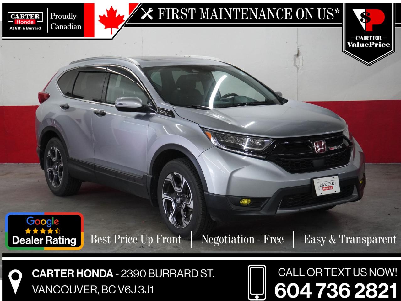 Free First Oil Change*

WHY CARTER HONDA? 

Exceeding our Customers Expectations for Over 30 Years.

Upfront Pricing, ZERO Hidden Fees and 7-Day Exchange Policy 
 
4.5 Google Star Rating with 2000+ Customer Reviews
 	2023, 2022 and 2021 Dealer of the Year Award from Dealer Rater
 	CARFAX - Full Vehicle Service History 
 	Vehicle Trades Welcome! Best Price Guaranteed!

Award-Winning Honda Vehicle Selection
 	Fast Approvals and 99% Acceptance Rates
 	Multilingual Consultants
 	Comfortable Non-Pressured Showroom

Were here to help you drive the vehicle you want, the vehicle you deserve!
 
QUESTIONS? GREAT! WEVE GOT ANSWERS!
CALL OR TEXT US NOW! (604) 736-2821
(Doc. Fee: $795.00 | Dealer Code: 1100)