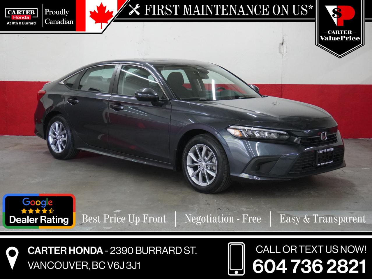 Used 2024 Honda Civic Sedan EX SUNROOF, ALLOYS, APPLE/ANDROID, REMOTE START for sale in Vancouver, BC