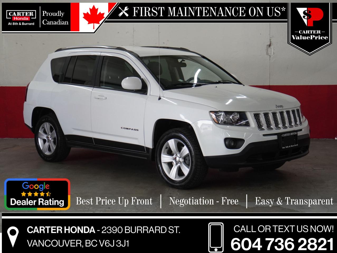 Used 2014 Jeep Compass 4WD LEATHER AUTO 2.4 L A/C, BLUETOOTH, ALLOYS for sale in Vancouver, BC