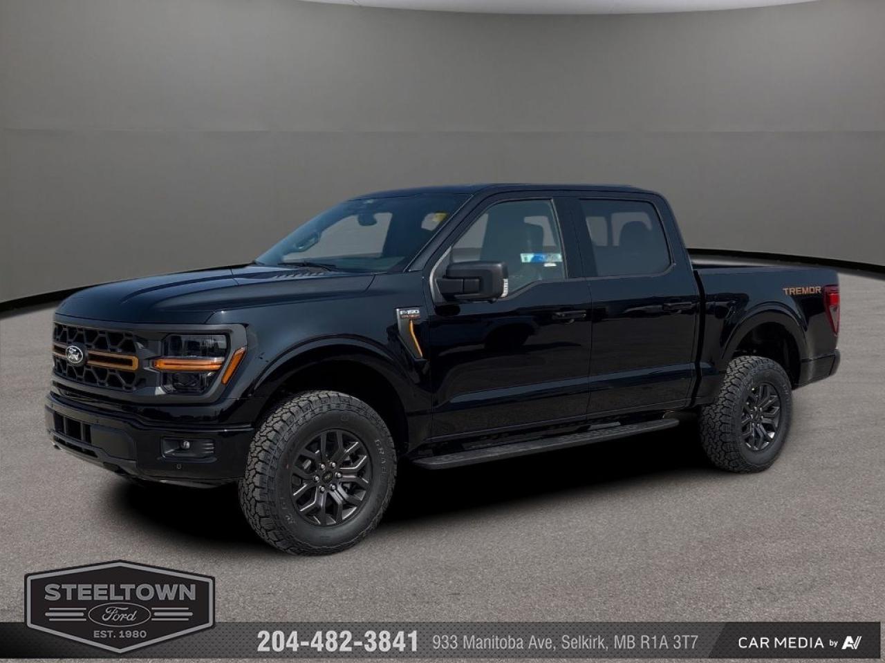 <b>Off-Road Package,  Heated Seats,  Climate Control,  Aluminum Wheels,  Running Boards!</b><br> <br> <br> <br>We value your TIME, we wont waste it or your gas is on us!   We offer extended test drives and if you cant make it out to us we will come straight to you!<br> <br>  The Ford F-Series is the best-selling vehicle in Canada for a reason. Its simply the most trusted pickup for getting the job done. <br> <br>Just as you mold, strengthen and adapt to fit your lifestyle, the truck you own should do the same. The Ford F-150 puts productivity, practicality and reliability at the forefront, with a host of convenience and tech features as well as rock-solid build quality, ensuring that all of your day-to-day activities are a breeze. Theres one for the working warrior, the long hauler and the fanatic. No matter who you are and what you do with your truck, F-150 doesnt miss.<br> <br> This agate black metallic Crew Cab 4X4 pickup   has an automatic transmission and is powered by a  400HP 3.5L V6 Cylinder Engine.<br> <br> Our F-150s trim level is Tremor. Upgrading to this Ford F-150 Tremor is a great choice as it comes loaded with exclusive aluminum wheels, a performance off-road suspension, a dual stainless steel exhaust with black tip, front fog lights, remote keyless entry and remote engine start, Ford Co-Pilot360 that features lane keep assist, pre-collision assist and automatic emergency braking. Enhanced features include body colored exterior accents, SYNC 4 with enhanced voice recognition, Apple CarPlay and Android Auto, FordPass Connect 4G LTE, steering wheel mounted cruise control, a powerful audio system, trailer hitch and sway control, cargo box lights, power door locks and a rear view camera to help when backing out of a tight spot. This vehicle has been upgraded with the following features: Off-road Package,  Heated Seats,  Climate Control,  Aluminum Wheels,  Running Boards,  Remote Start,  Sync. <br><br> View the original window sticker for this vehicle with this url <b><a href=http://www.windowsticker.forddirect.com/windowsticker.pdf?vin=1FTFW4L88SFB28701 target=_blank>http://www.windowsticker.forddirect.com/windowsticker.pdf?vin=1FTFW4L88SFB28701</a></b>.<br> <br>To apply right now for financing use this link : <a href=http://www.steeltownford.com/?https://CreditOnline.dealertrack.ca/Web/Default.aspx?Token=bf62ebad-31a4-49e3-93be-9b163c26b54c&La target=_blank>http://www.steeltownford.com/?https://CreditOnline.dealertrack.ca/Web/Default.aspx?Token=bf62ebad-31a4-49e3-93be-9b163c26b54c&La</a><br><br> <br/> Total  rebate of $6000 is reflected in the price.   Incentives expire 2025-06-02.  See dealer for details. <br> <br>Family owned and operated in Selkirk for 35 Years.  <br>Steeltown Ford is located just 20 minutes North of the Perimeter Hwy, with an onsite banking center that offers free consultations. <br>Ask about our special dealer rates available through all major banks and credit unions.<br>Dealer retains all rebates, plus taxes, govt fees and Steeltown Protect Plus.<br>Steeltown Ford Protect Plus includes:<br>- Life Time Tire Warranty <br>Dealer Permit # 1039<br><br><br> Come by and check out our fleet of 100+ used cars and trucks and 190+ new cars and trucks for sale in Selkirk.  o~o