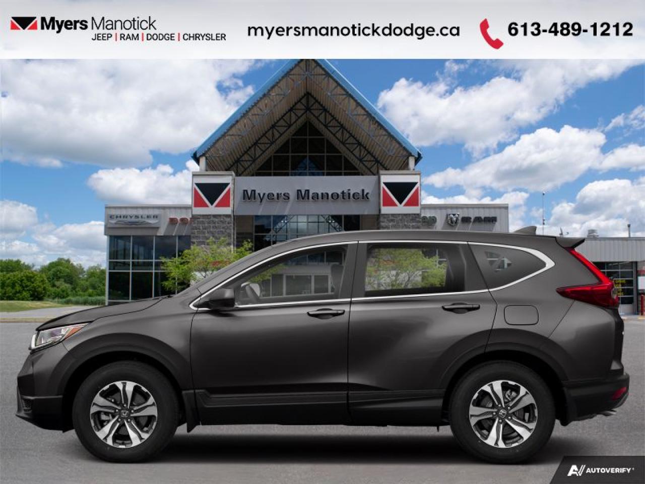 <b>Aluminum Wheels,  Rear View Camera,  Heated Seats,  Steering Wheel Audio Control,  Keyless Entry!</b><br> <br>    The Honda CR-V excels at things that matter to families including having a huge interior, a quiet cabin, superior features, and great cargo capacity. This  2018 Honda CR-V is fresh on our lot in Manotick. <br> <br>A focus on practical design, this versatile 2018 Honda CR-V offers a family-friendly space with plenty of room and a thoughtful design. Ample storage and comfort features ensure this is a place to relax no matter the destination. A classy SUV, this model is economical while still offering plenty of fun. This  SUV has 104,892 kms. Its  grey in colour  . It has an automatic transmission and is powered by a  190HP 1.5L 4 Cylinder Engine. <br> <br> Our CR-Vs trim level is LX AWD. This CR-V LX is an excellent value. This versatile crossover comes standard with a seven-inch display audio system, Bluetooth streaming audio, USB ports, steering wheel audio and cruise control, heated front seats, a rearview camera, dual-zone air conditioning, power windows, power doors with remote keyless entry, and more. This vehicle has been upgraded with the following features: Aluminum Wheels,  Rear View Camera,  Heated Seats,  Steering Wheel Audio Control,  Keyless Entry. <br> <br>To apply right now for financing use this link : <a href=https://CreditOnline.dealertrack.ca/Web/Default.aspx?Token=3206df1a-492e-4453-9f18-918b5245c510&Lang=en target=_blank>https://CreditOnline.dealertrack.ca/Web/Default.aspx?Token=3206df1a-492e-4453-9f18-918b5245c510&Lang=en</a><br><br> <br/><br>If youre looking for a Dodge, Ram, Jeep, and Chrysler dealership in Ottawa that always goes above and beyond for you, visit Myers Manotick Dodge today! Were more than just great cars. We provide the kind of world-class Dodge service experience near Kanata that will make you a Myers customer for life. And with fabulous perks like extended service hours, our 30-day tire price guarantee, the Myers No Charge Engine/Transmission for Life program, and complimentary shuttle service, its no wonder were a top choice for drivers everywhere. Get more with Myers! <br>*LIFETIME ENGINE TRANSMISSION WARRANTY NOT AVAILABLE ON VEHICLES WITH KMS EXCEEDING 140,000KM, VEHICLES 8 YEARS & OLDER, OR HIGHLINE BRAND VEHICLE(eg. BMW, INFINITI. CADILLAC, LEXUS...)<br> Come by and check out our fleet of 50+ used cars and trucks and 60+ new cars and trucks for sale in Manotick.  o~o