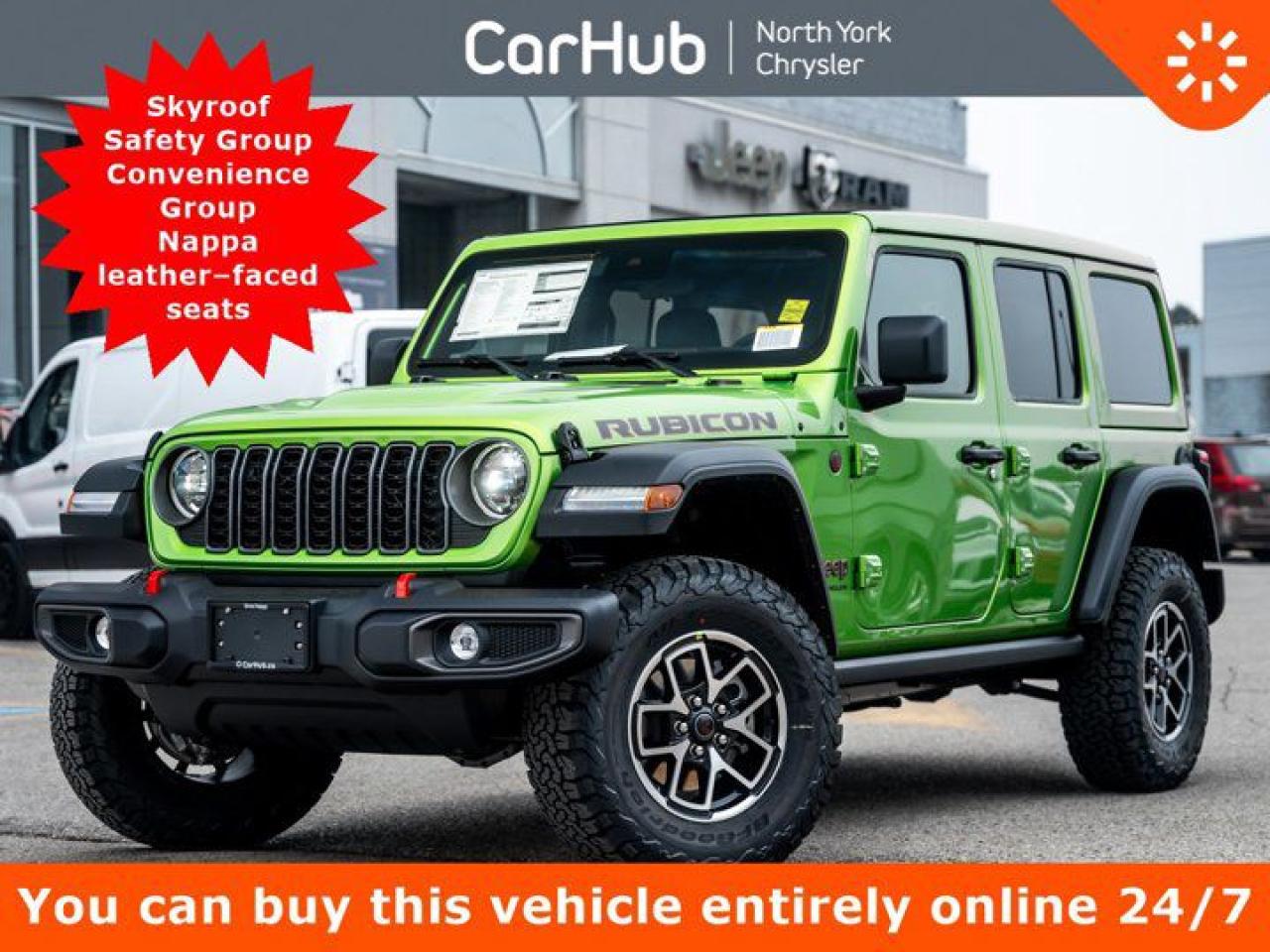 New 2025 Jeep Wrangler Rubicon Skyroof Safety Group Convenience Group Nappa leatherfaced seats for sale in Thornhill, ON