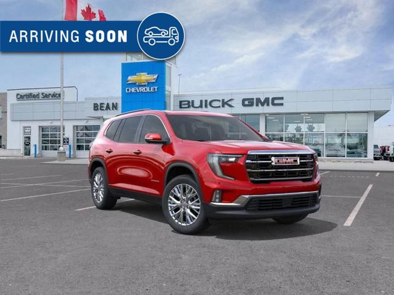 <h2><span style=color:#2ecc71><span style=font-size:18px><strong>Check out this 2025 GMC Acadia Elevation AWD!</strong></span></span></h2>

<p><span style=font-size:16px>Powered by a 2.5L 4 cyl engine with up to 328hp & up to 326 lb-ft of torque.</span></p>

<p><span style=font-size:16px><strong>Comfort & Convenience Features:</strong> includes remote start/entry, sunroof, heated front and rear seats, heated steering wheel, adaptive cruise control, power liftgate, HD surround vision & 20" Bright Silver painted aluminum wheels</span></p>

<p><span style=font-size:16px><strong>Infotainment Tech & Audio:</strong> includes 15" diagonal premium GMC infotainment system, AM/FM/SiriusXM stereo, Bose premium 12 speaker audio system with subwoofer, Bluetooth streaming audio for music and most phones, Amazon Alexa.</span></p>

<p><span style=font-size:16px><strong>This SUV also comes equipped with the following packages…</strong></span></p>

<p><span style=font-size:16px><strong>Elevation Premium Package:</strong> 7-Passenger seating, After Dark CoreTec or Gideon Grey CoreTec seating, Power Passenger lumbar seat adjuster, Inside rearview auto-dimming mirror, 20" aluminum wheels, 20" all-season blackwall tires, Universal garage door opener.</span></p>

<p><span style=font-size:16px><strong>Luxury Package:</strong> Heated rear outboard seats, Acoustic style windshield, 8" diagonal Head Up display.</span></p>

<p><span style=font-size:16px><strong>Floor Liner Package:</strong> first, second and third row all-weather floor liners.</span></p>

<h2><span style=color:#2ecc71><span style=font-size:18px><strong>Come test drive this SUV today!</strong></span></span></h2>

<h2><span style=color:#2ecc71><span style=font-size:18px><strong>613-257-2432</strong></span></span></h2>