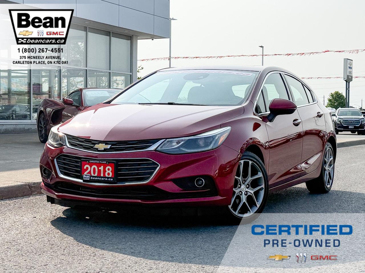 Used 2018 Chevrolet Cruze Premier Auto 1.4L 4 CYL WITH REMOTE START/ENTRY, SUNROOF, HEATED SEATS, HEATED STEERING WHEEL, REAR VISION CAMERA, CRUISE CONTROL, WIRELESS CHARGING, BOSE SPEAKER SYSTEM for sale in Carleton Place, ON