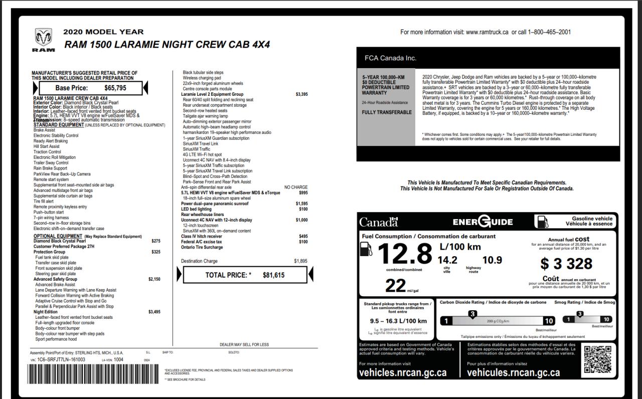2020 RAM 1500 Laramie+Roof+Adaptive Cruise+NewTires+CLEAN CARFAX Photo10
