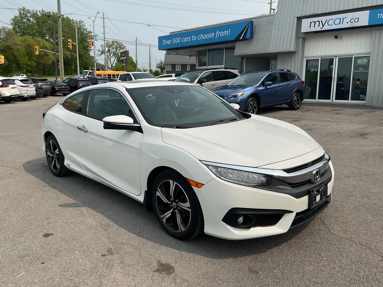 Used 2018 Honda Civic Touring 1.5L TOURING COUPE!!!!!  SUNROOF. HEATED SEATS. LEATHER. NAV. BACKUP CAM. BLUETOOTH. A/C. CRUISE. PW for sale in Kingston, ON