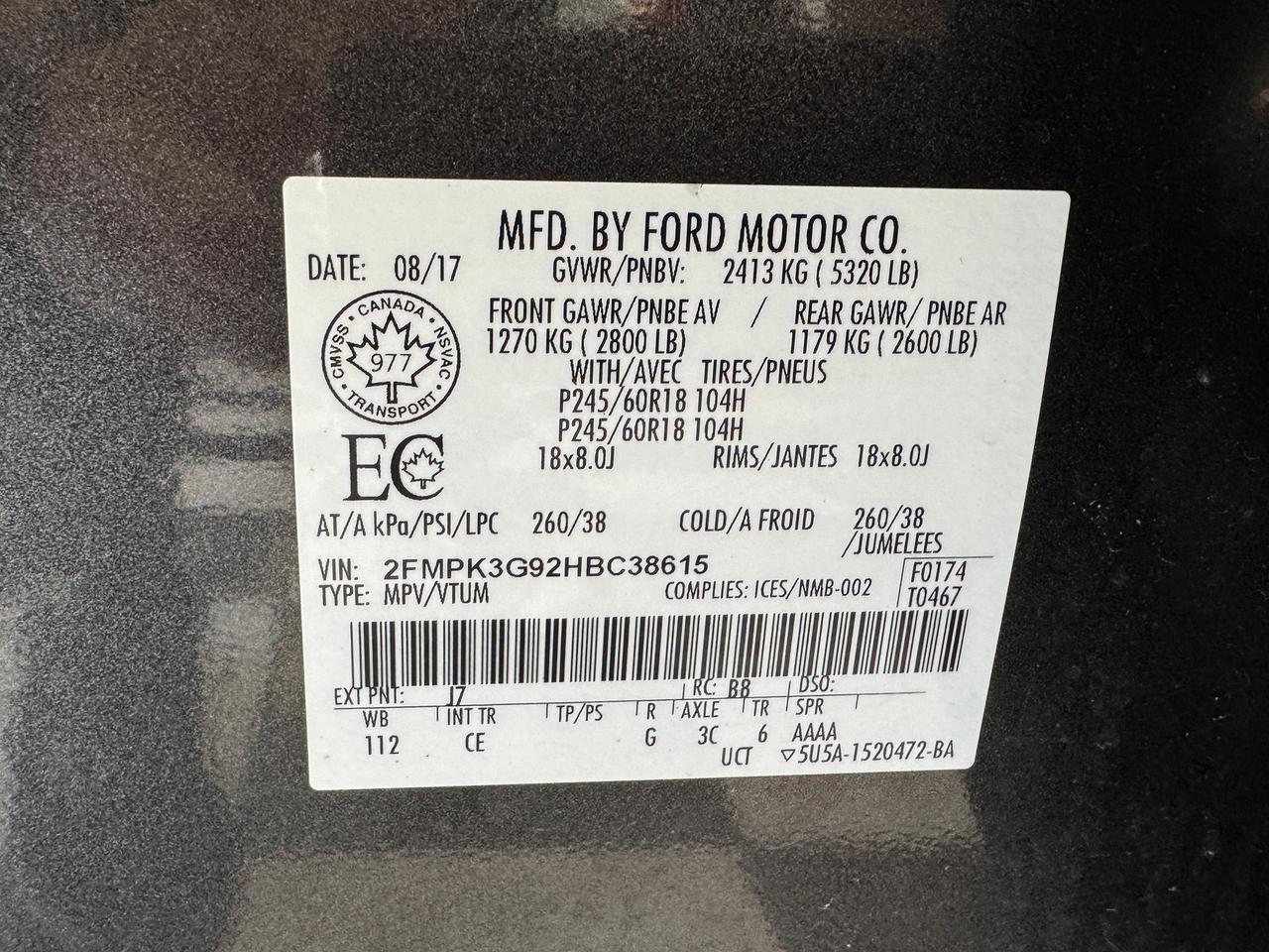 2017 Ford Edge SE+Camera+Bluetooth+A/C+ACCIDENT FREE Photo